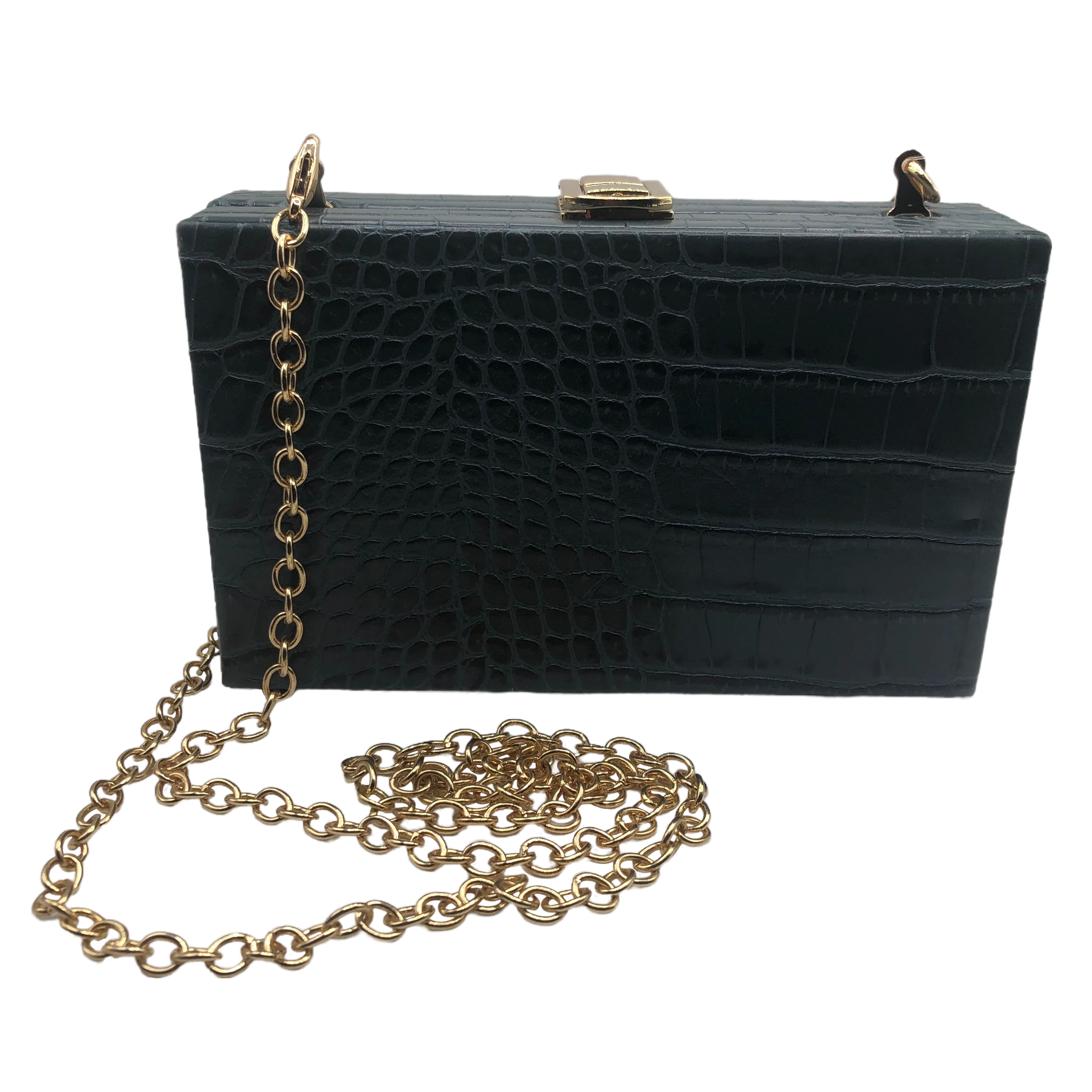 a new day Green Crocodile Buckle Closure Mini Clutch Crossbody Handbag