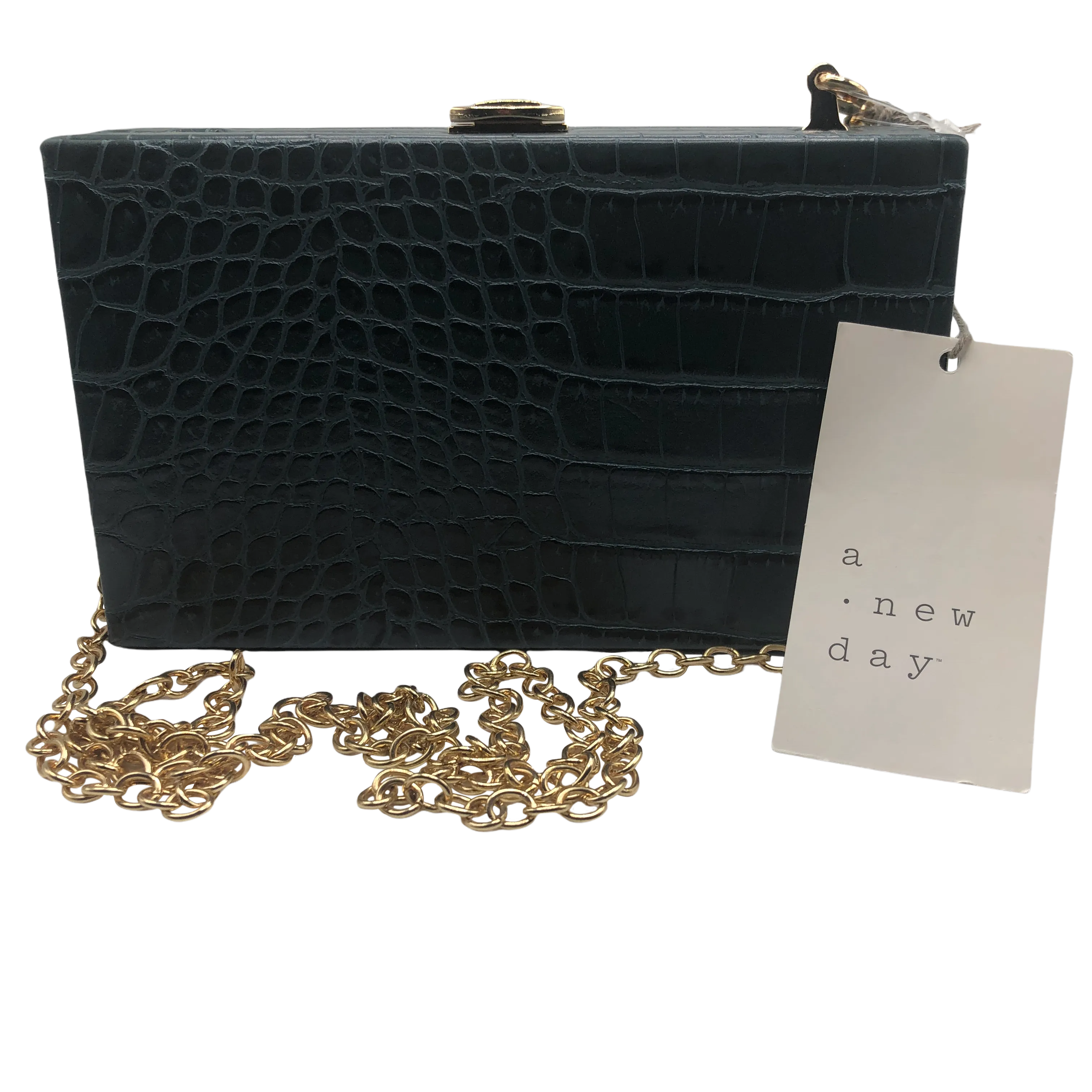 a new day Green Crocodile Buckle Closure Mini Clutch Crossbody Handbag