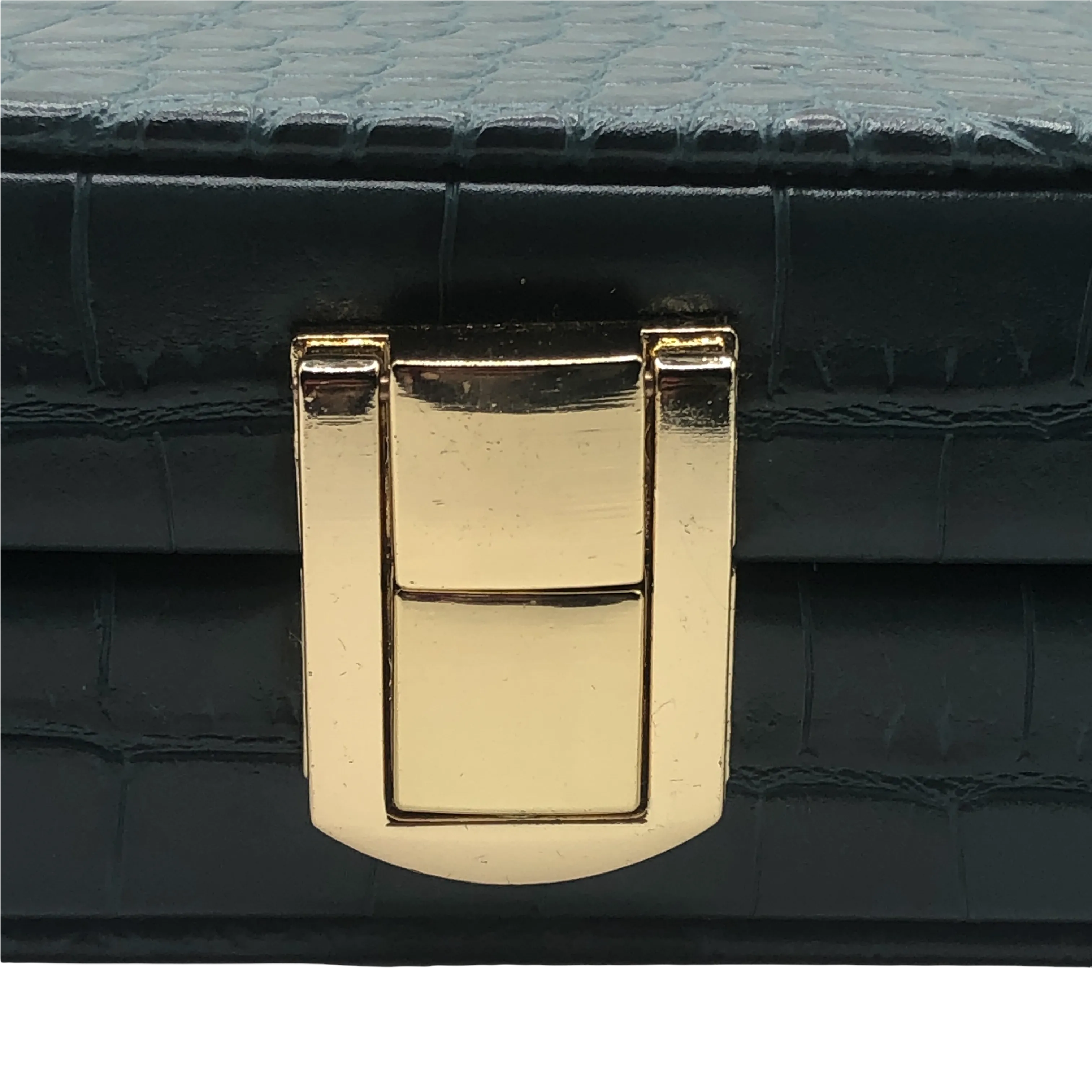 a new day Green Crocodile Buckle Closure Mini Clutch Crossbody Handbag