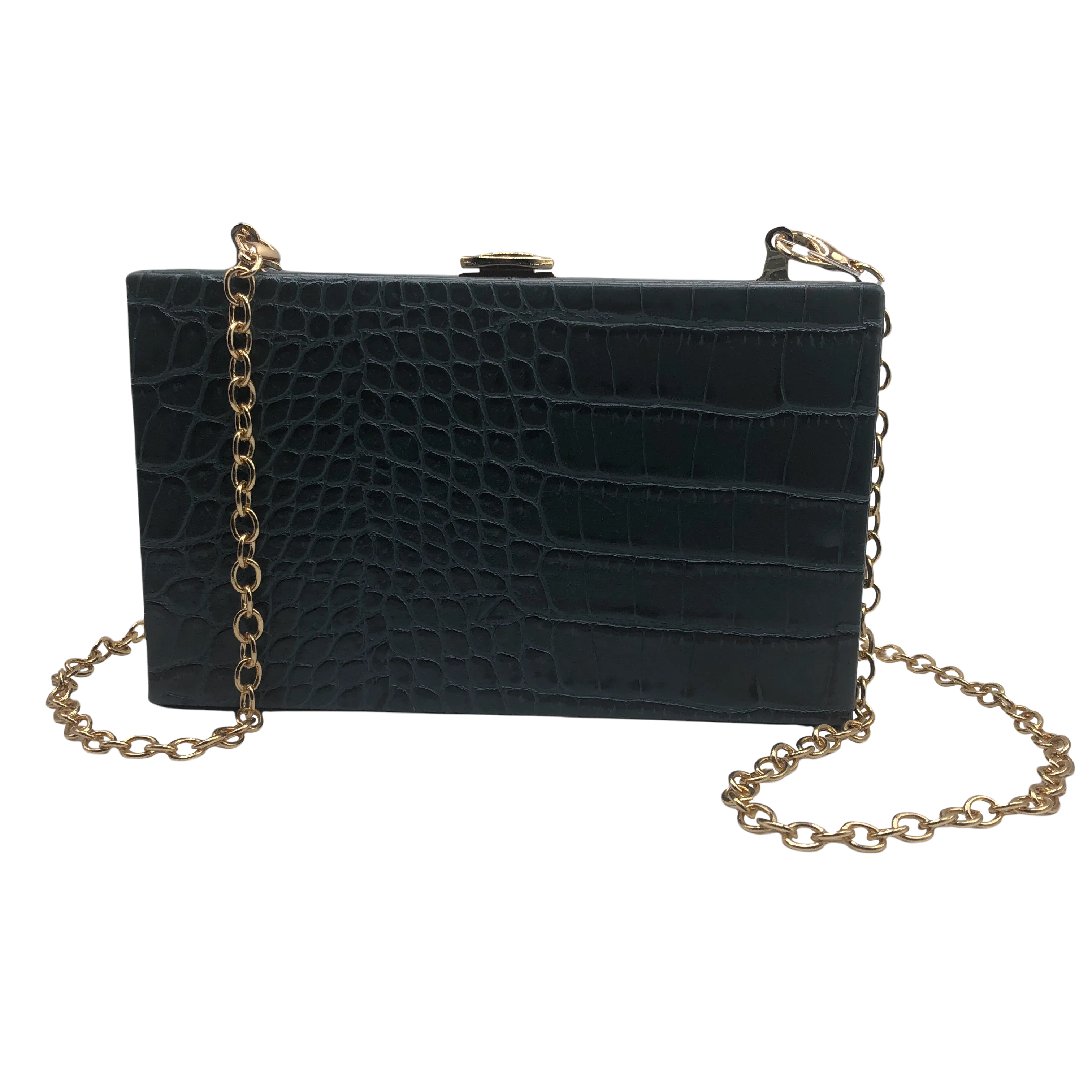 a new day Green Crocodile Buckle Closure Mini Clutch Crossbody Handbag