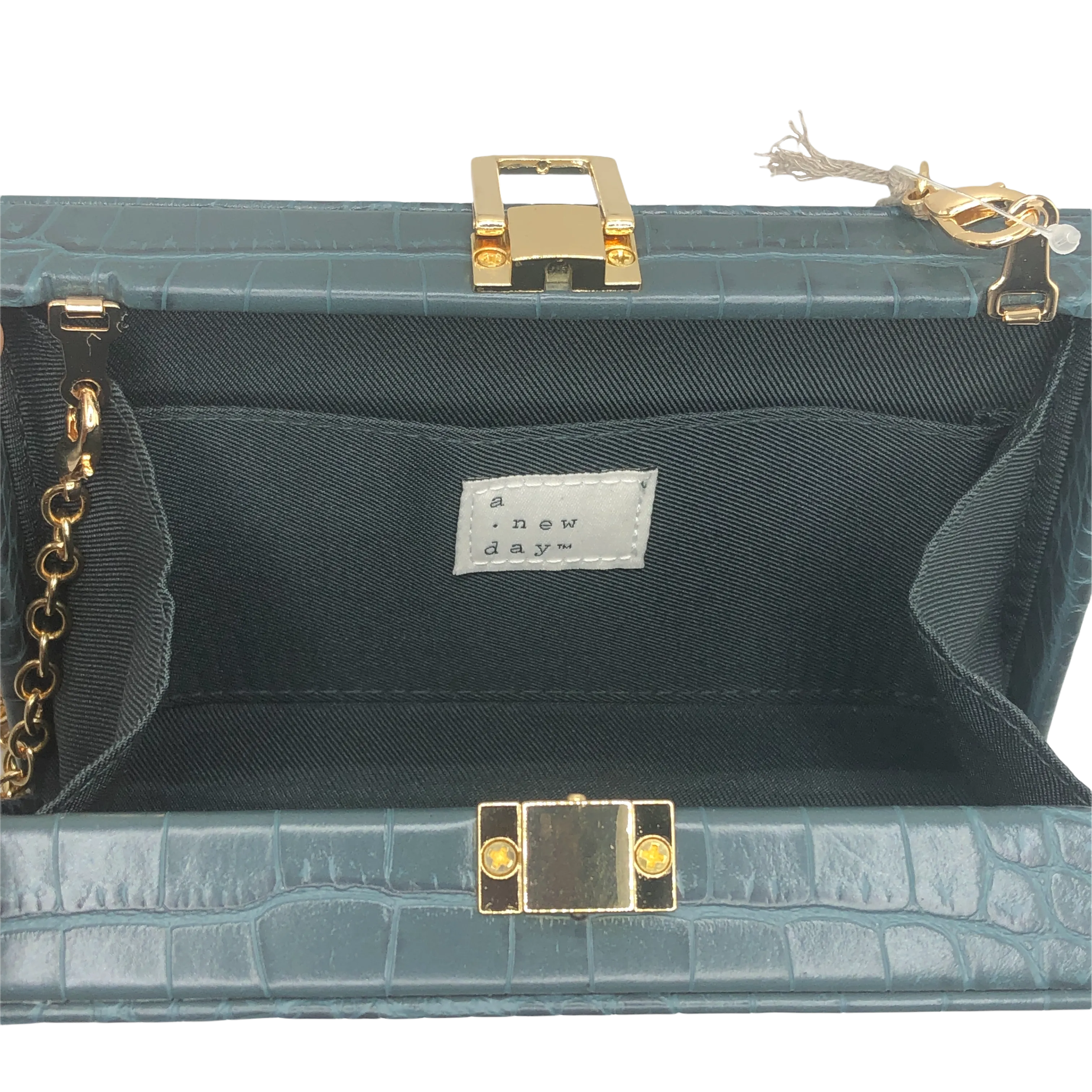 a new day Green Crocodile Buckle Closure Mini Clutch Crossbody Handbag