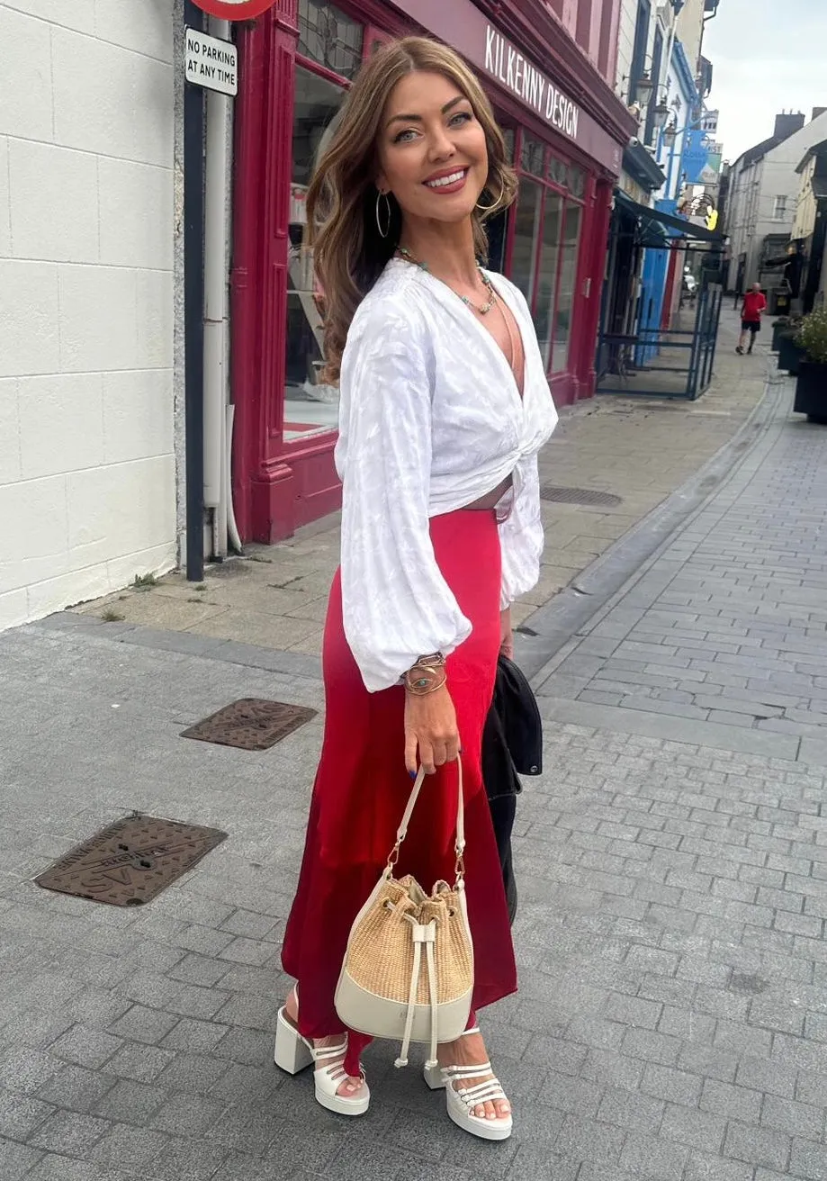 Amara Personalised Leather Raffia Bucket Bag