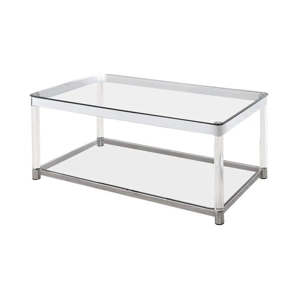 Anne Coffee Table with Lower Shelf Chrome and Clear