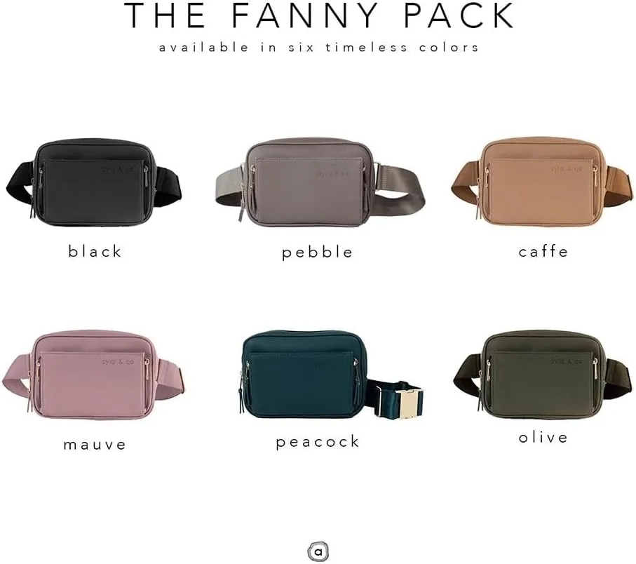 AYLA & CO Women's Fanny Pack Adjustable Belt Bag with Crossbody Style, Magnetic Pocket, Key Leash, and Charging Pocket, Regular Strap 32-46 Inch, Olive