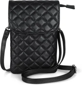befen Genuine Leather Small Crossbody Bags for Women Cell Phone Bag Cross Body Purses,Silver Zipper
