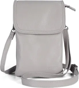 befen Genuine Leather Small Crossbody Bags for Women Cell Phone Bag Cross Body Purses,Silver Zipper