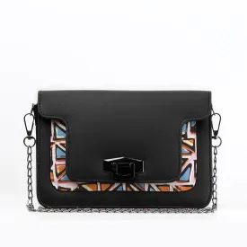 Black Mini Embossed Chain Bag Triangles