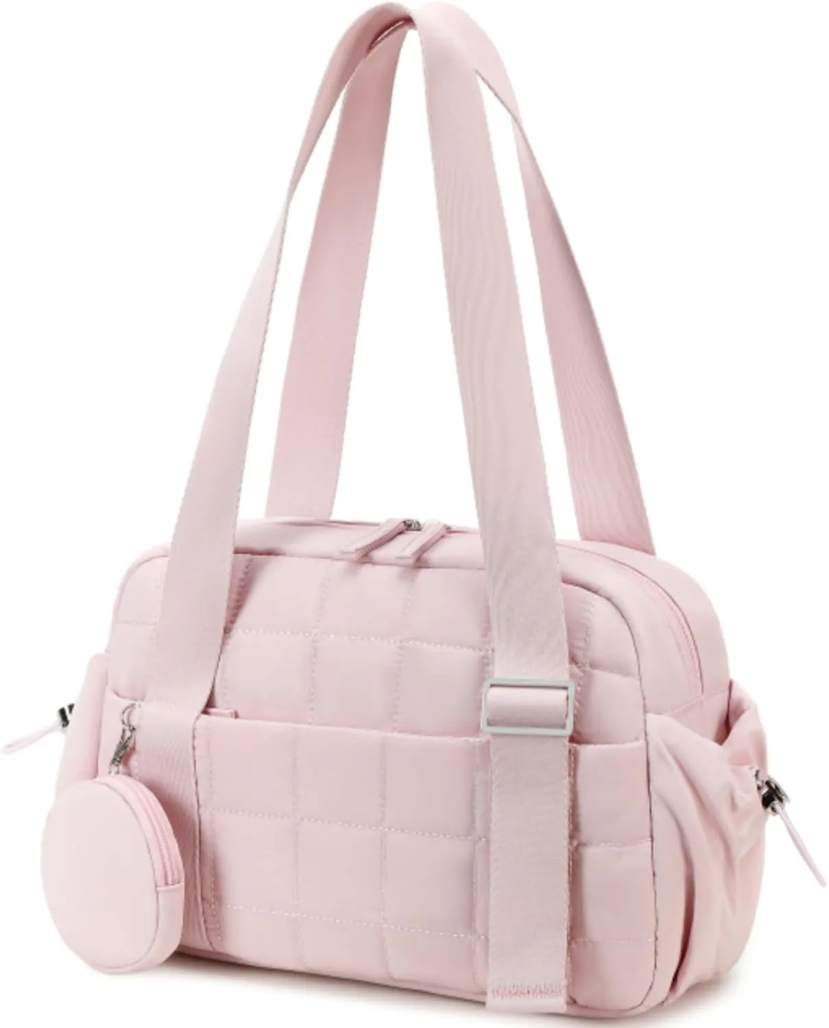 CAMTOP Mini Gym Bag for Women, Small Gym Tote Bag Puffy Quilted Sports Duffel Bag with Wet Compartment and Coin Wallet Duffel Bags Dance Yoga Workout Bag