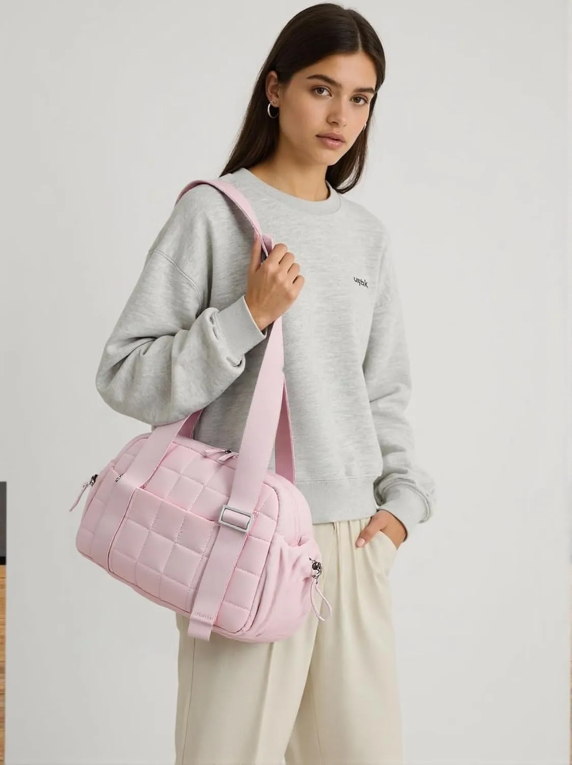 CAMTOP Mini Gym Bag for Women, Small Gym Tote Bag Puffy Quilted Sports Duffel Bag with Wet Compartment and Coin Wallet Duffel Bags Dance Yoga Workout Bag
