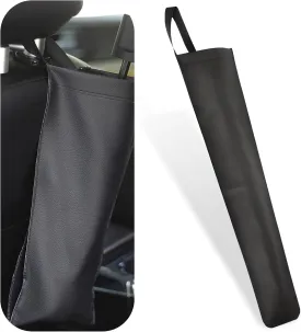 Car Umbrella Storage Cover, Leather Waterproof Hanging Storage Bucket for Long and Short Handled Umbrellas, Foldable Portable Bag to Avoid Dripping Water, for Most Cars Trucks (Black)