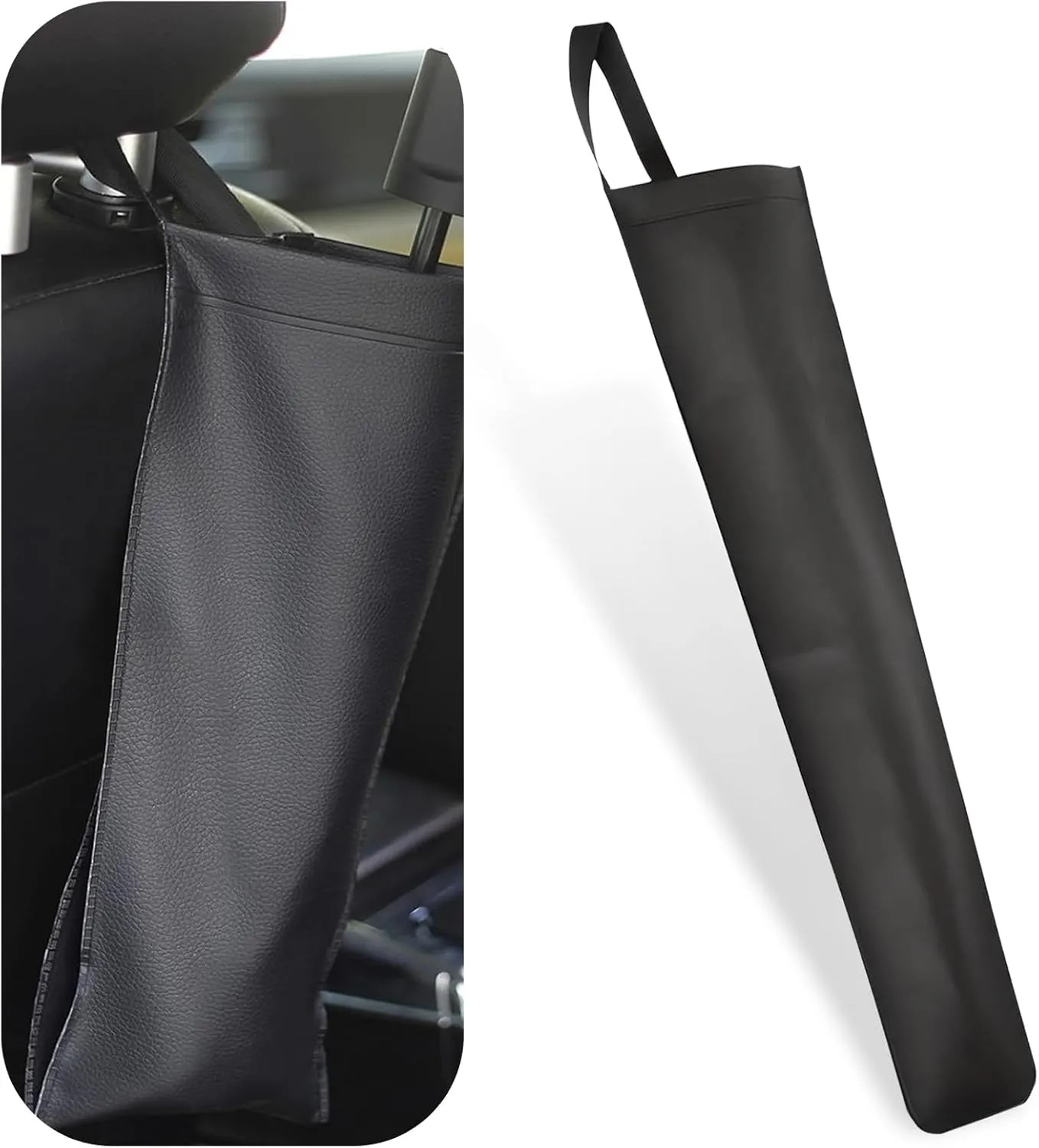 Car Umbrella Storage Cover, Leather Waterproof Hanging Storage Bucket for Long and Short Handled Umbrellas, Foldable Portable Bag to Avoid Dripping Water, for Most Cars Trucks (Black)