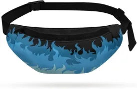 Cartoon Fire Fanny Pack for Teen Boys Crossbody Cow Crossbody Bag for Kids Small Waist Bag Belt Bag with Smooth Zipper Trendy Sling Bag for Running Walking Party Hiking Travel