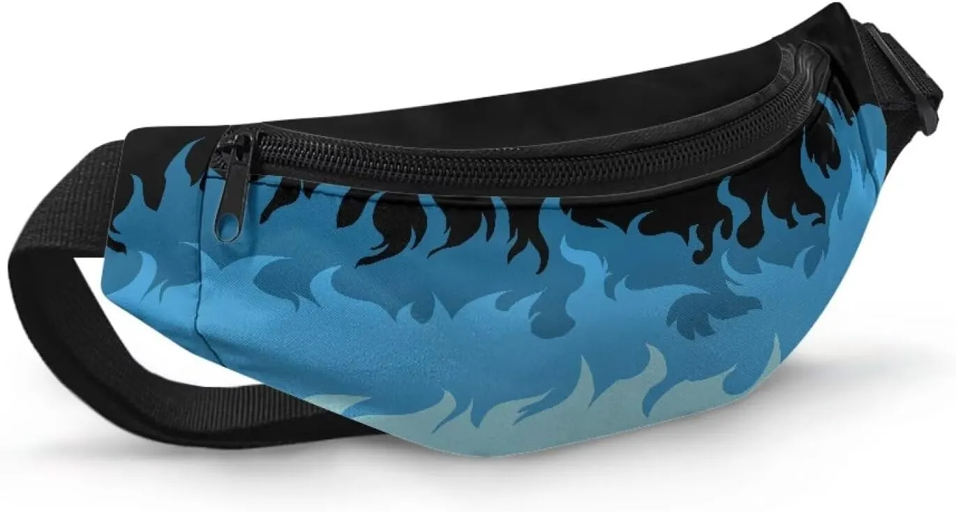 Cartoon Fire Fanny Pack for Teen Boys Crossbody Cow Crossbody Bag for Kids Small Waist Bag Belt Bag with Smooth Zipper Trendy Sling Bag for Running Walking Party Hiking Travel
