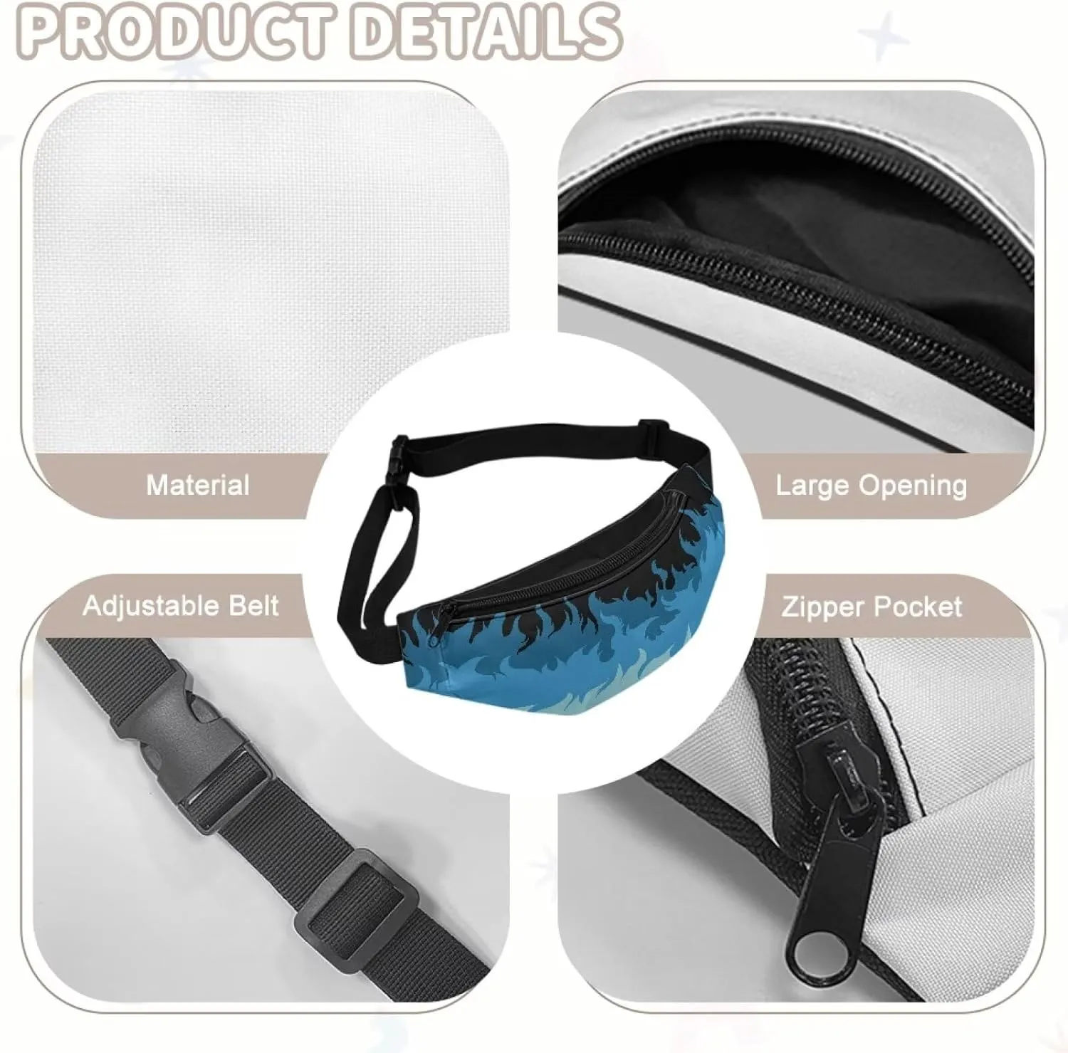 Cartoon Fire Fanny Pack for Teen Boys Crossbody Cow Crossbody Bag for Kids Small Waist Bag Belt Bag with Smooth Zipper Trendy Sling Bag for Running Walking Party Hiking Travel