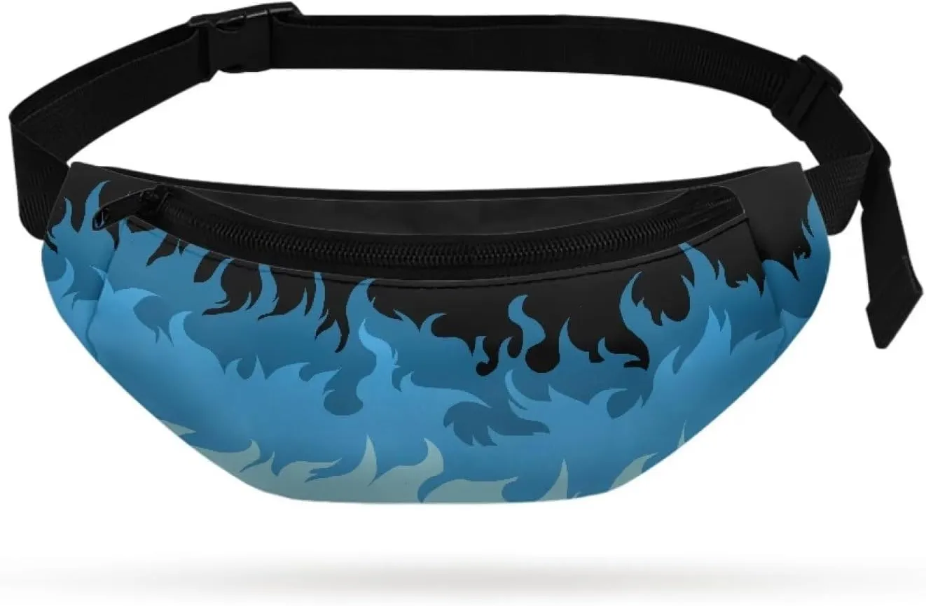 Cartoon Fire Fanny Pack for Teen Boys Crossbody Cow Crossbody Bag for Kids Small Waist Bag Belt Bag with Smooth Zipper Trendy Sling Bag for Running Walking Party Hiking Travel