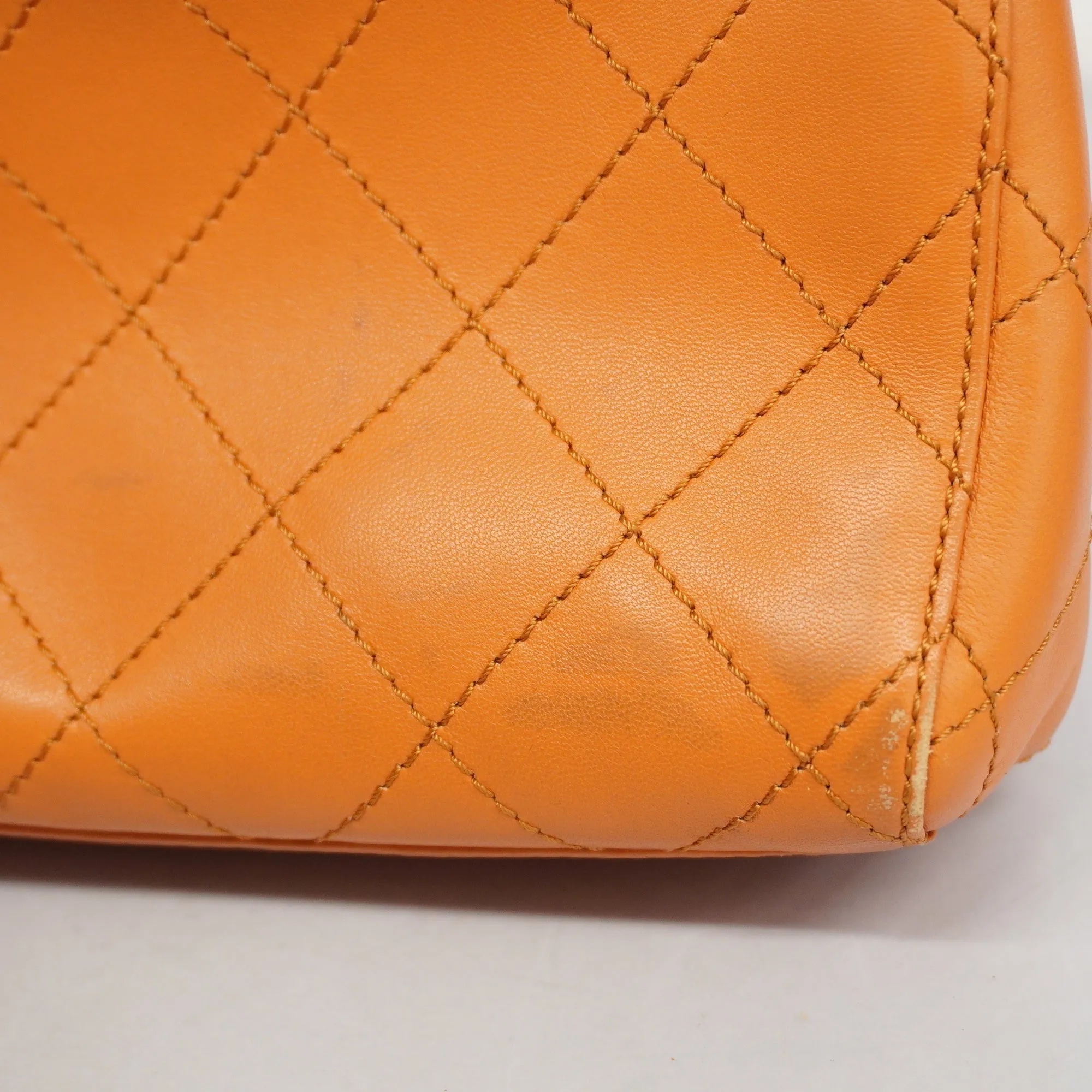Chanel  Matelasse Women's Leather HandBag Orange