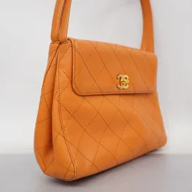 Chanel  Matelasse Women's Leather HandBag Orange