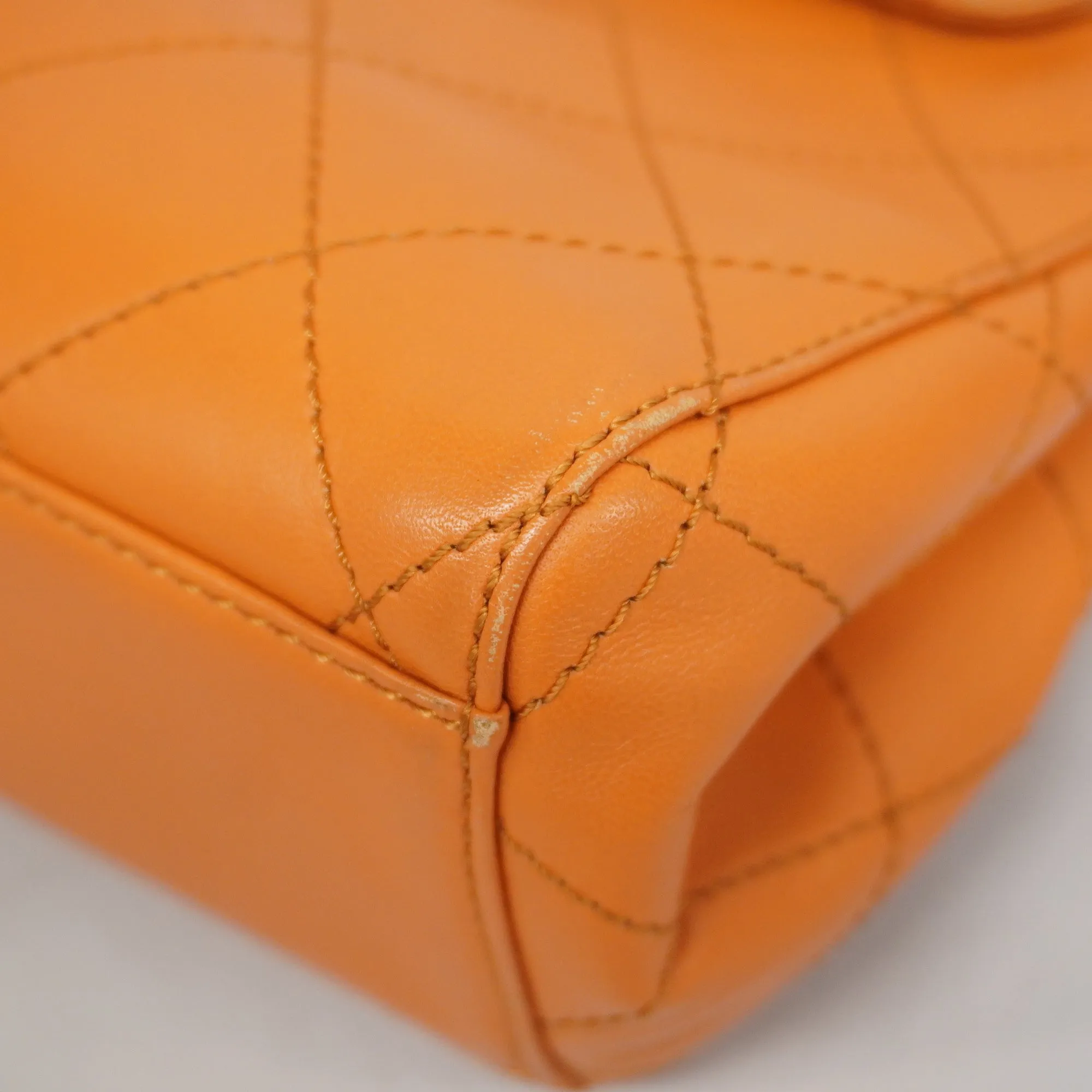 Chanel  Matelasse Women's Leather HandBag Orange