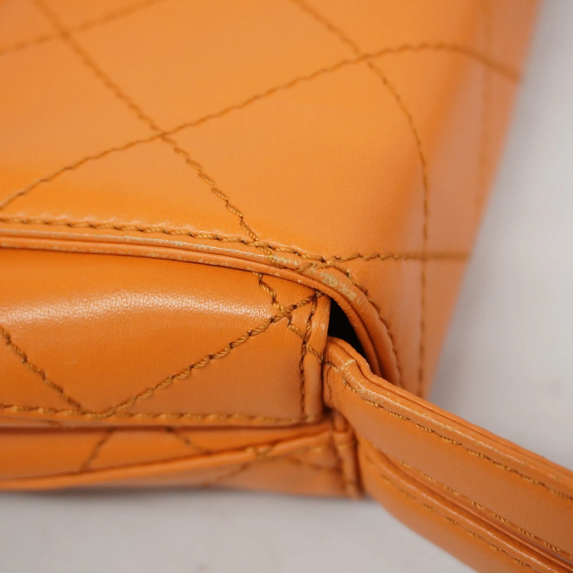 Chanel  Matelasse Women's Leather HandBag Orange