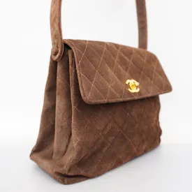 CHANELAuth  Matelasse Women's Suede Shoulder Bag Brown