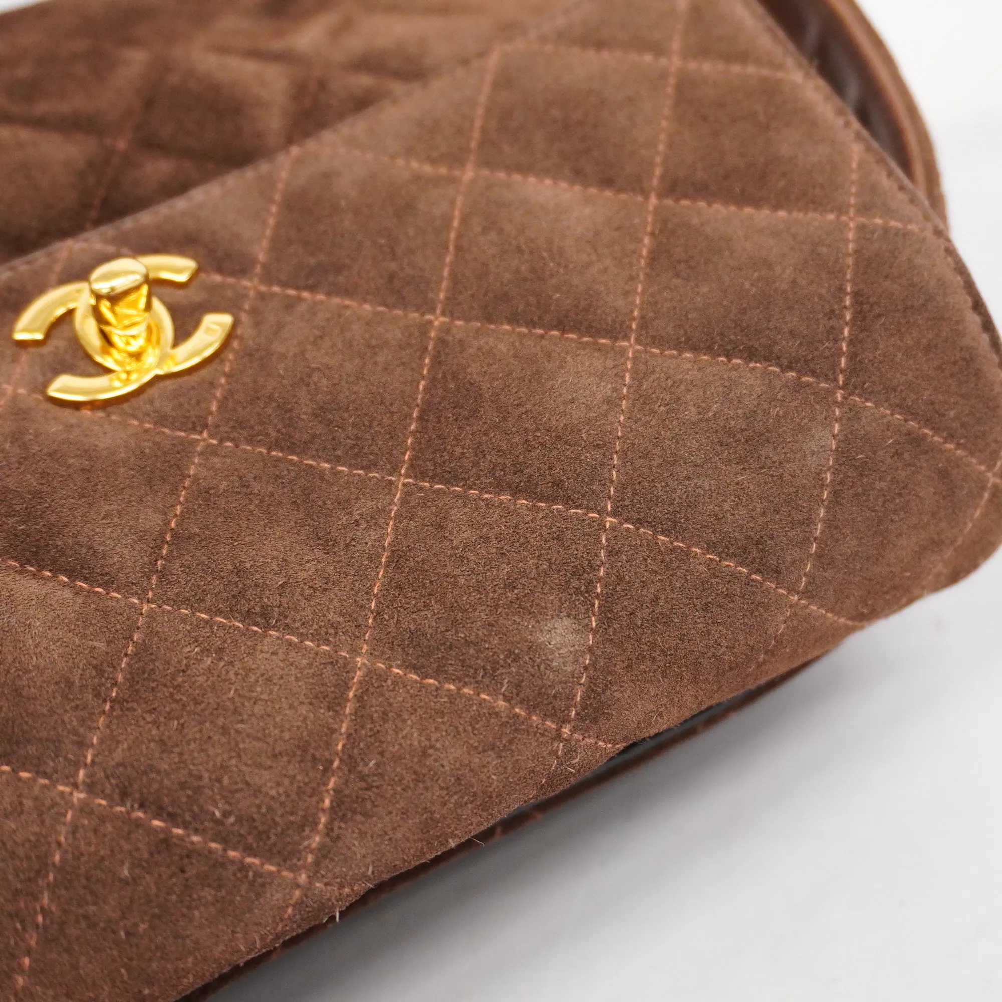 CHANELAuth  Matelasse Women's Suede Shoulder Bag Brown