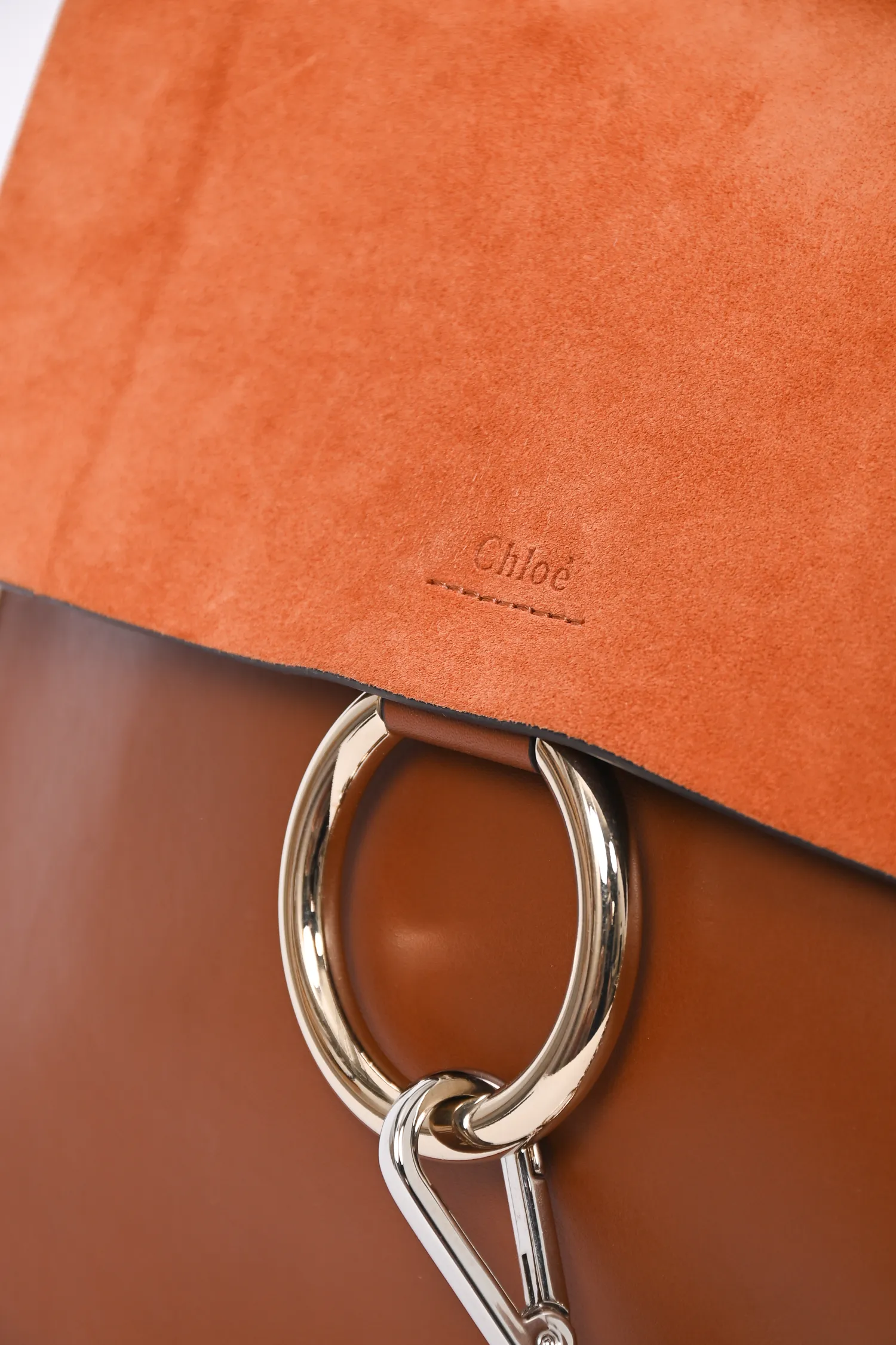 Chloe Brown Leather/Suede Medium 'Faye' Shoulder Bag