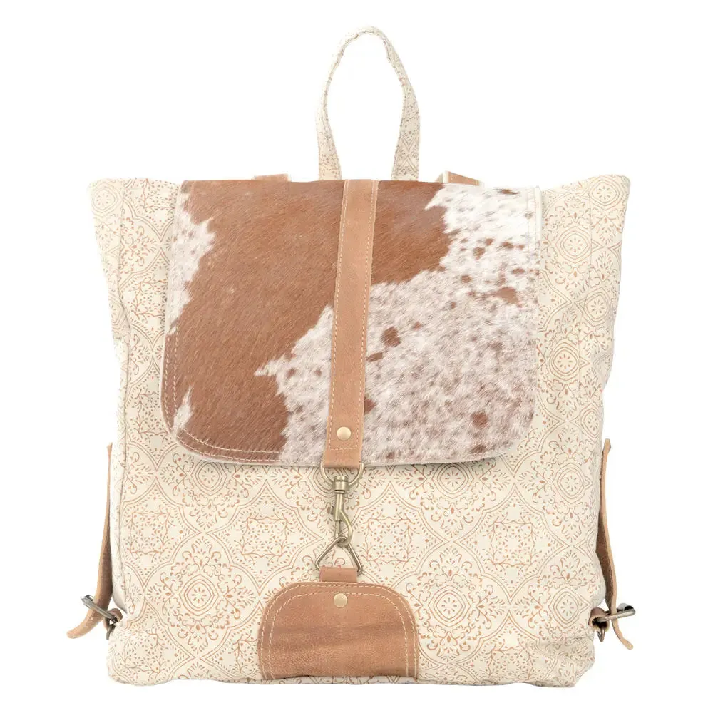 Cowhide Leather & Canvas Backpack