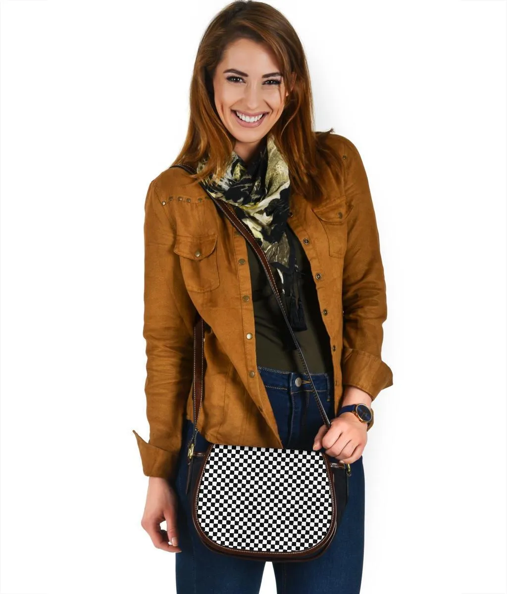 Custom Saddle Bag (Canvas) – B&W Checkers | Gift Ideas, Shoulder Bags for Women, Over the Shoulder Bag, Crossbody Bags for Women