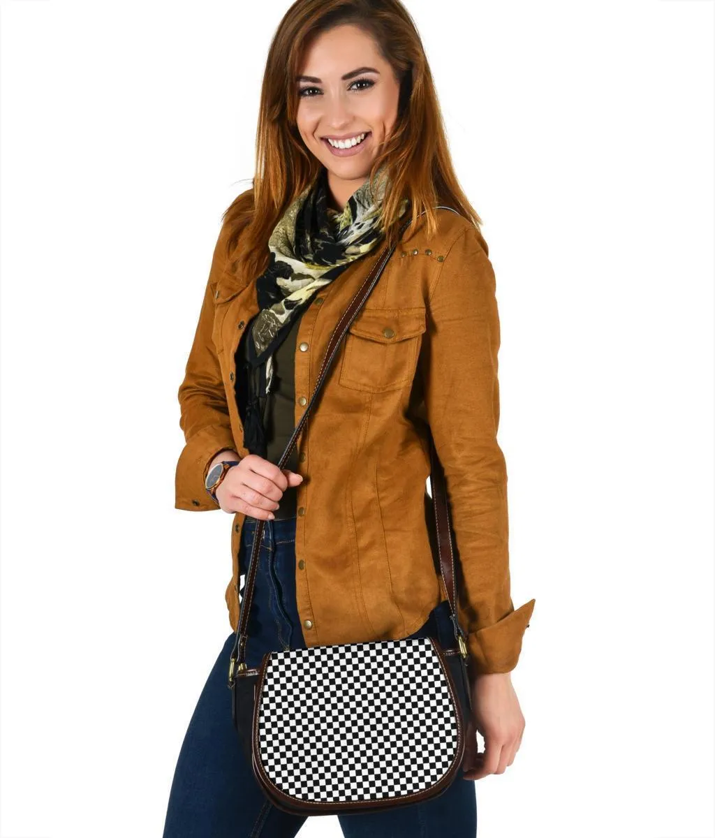 Custom Saddle Bag (Canvas) – B&W Checkers | Gift Ideas, Shoulder Bags for Women, Over the Shoulder Bag, Crossbody Bags for Women