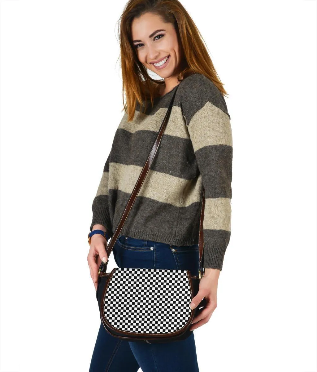 Custom Saddle Bag (Canvas) – B&W Checkers | Gift Ideas, Shoulder Bags for Women, Over the Shoulder Bag, Crossbody Bags for Women