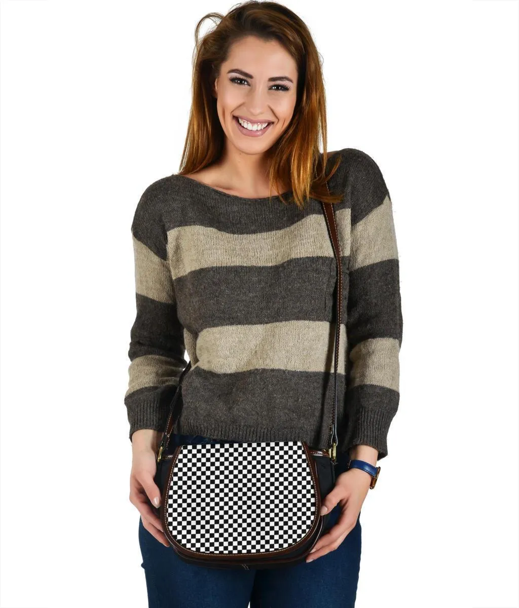 Custom Saddle Bag (Canvas) – B&W Checkers | Gift Ideas, Shoulder Bags for Women, Over the Shoulder Bag, Crossbody Bags for Women