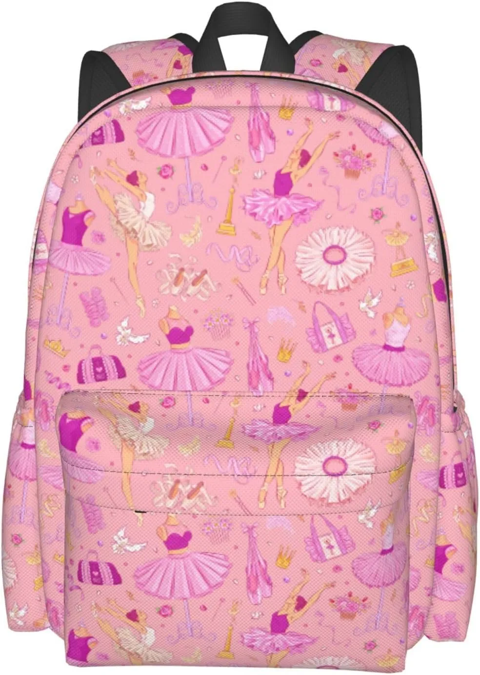 Dance Pink Ballerina Backpack School Bag Lightweight Bookbag Casual Daypack for Girls Boys Kids Women Men Travel Laptop 16 Inch
