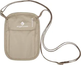 eagle creek RFID Blocker Neck Wallet - Durable and Lightweight Travel Passport and Valuables Organizer with Hook and Loop Closure and Adjustable Neck Strap, Tan