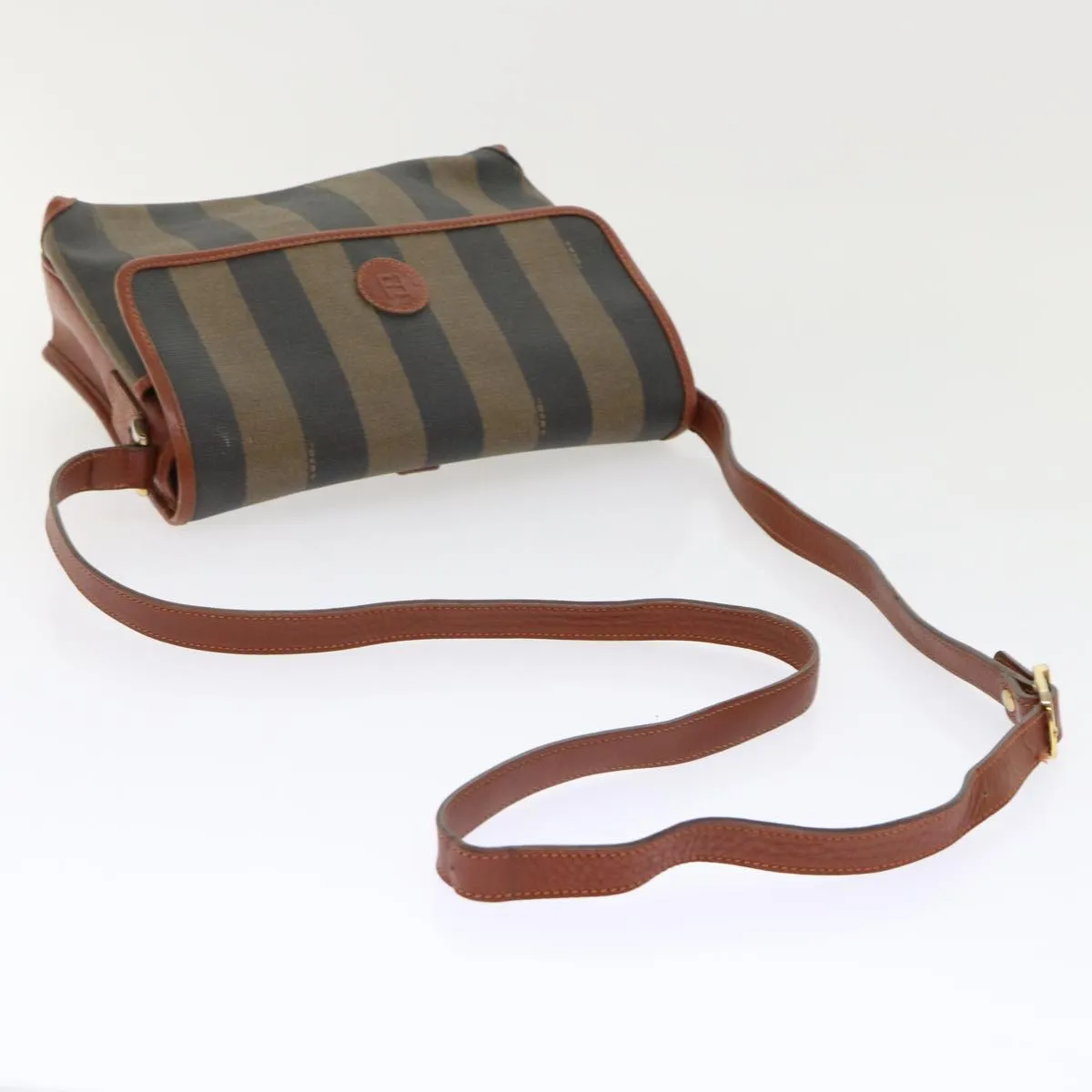 FENDI Pecan Canvas Shoulder Bag Black Brown  fm2527