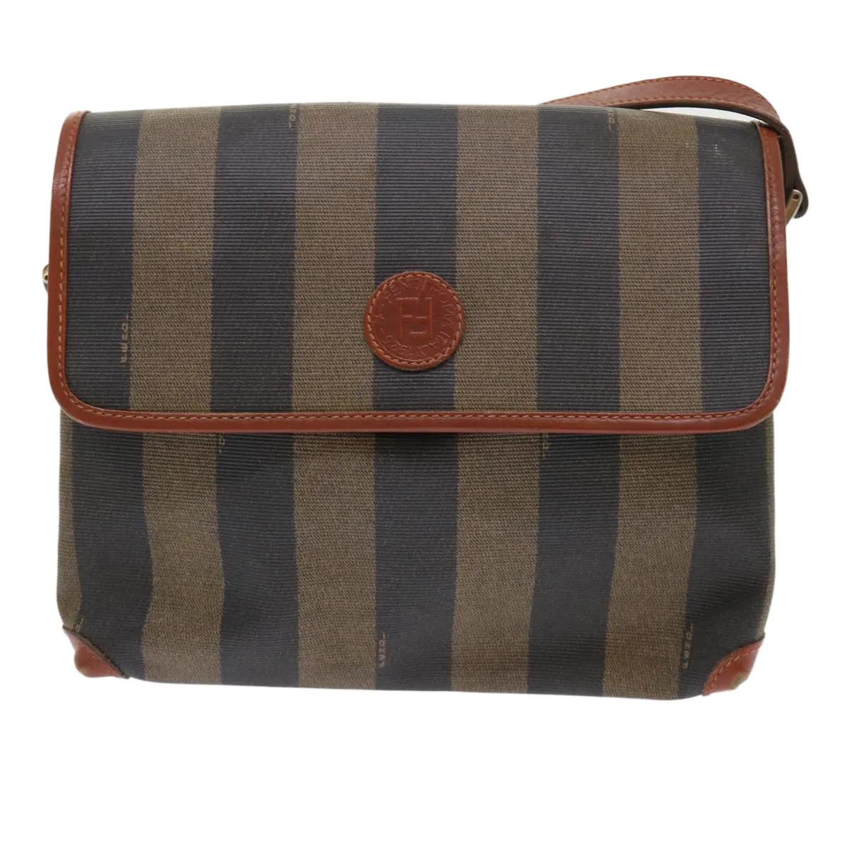 FENDI Pecan Canvas Shoulder Bag Black Brown  fm2527