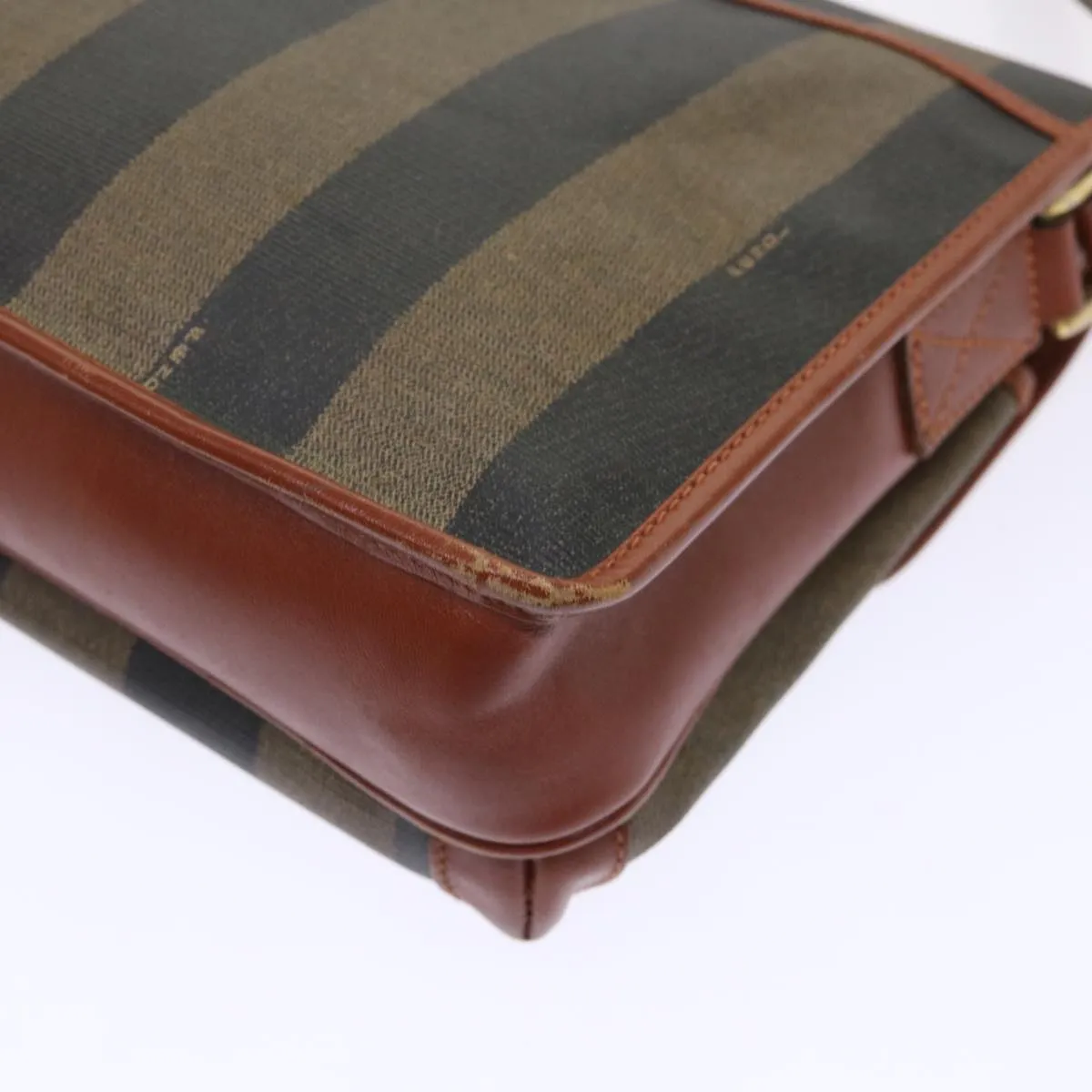 FENDI Pecan Canvas Shoulder Bag Black Brown  fm2527