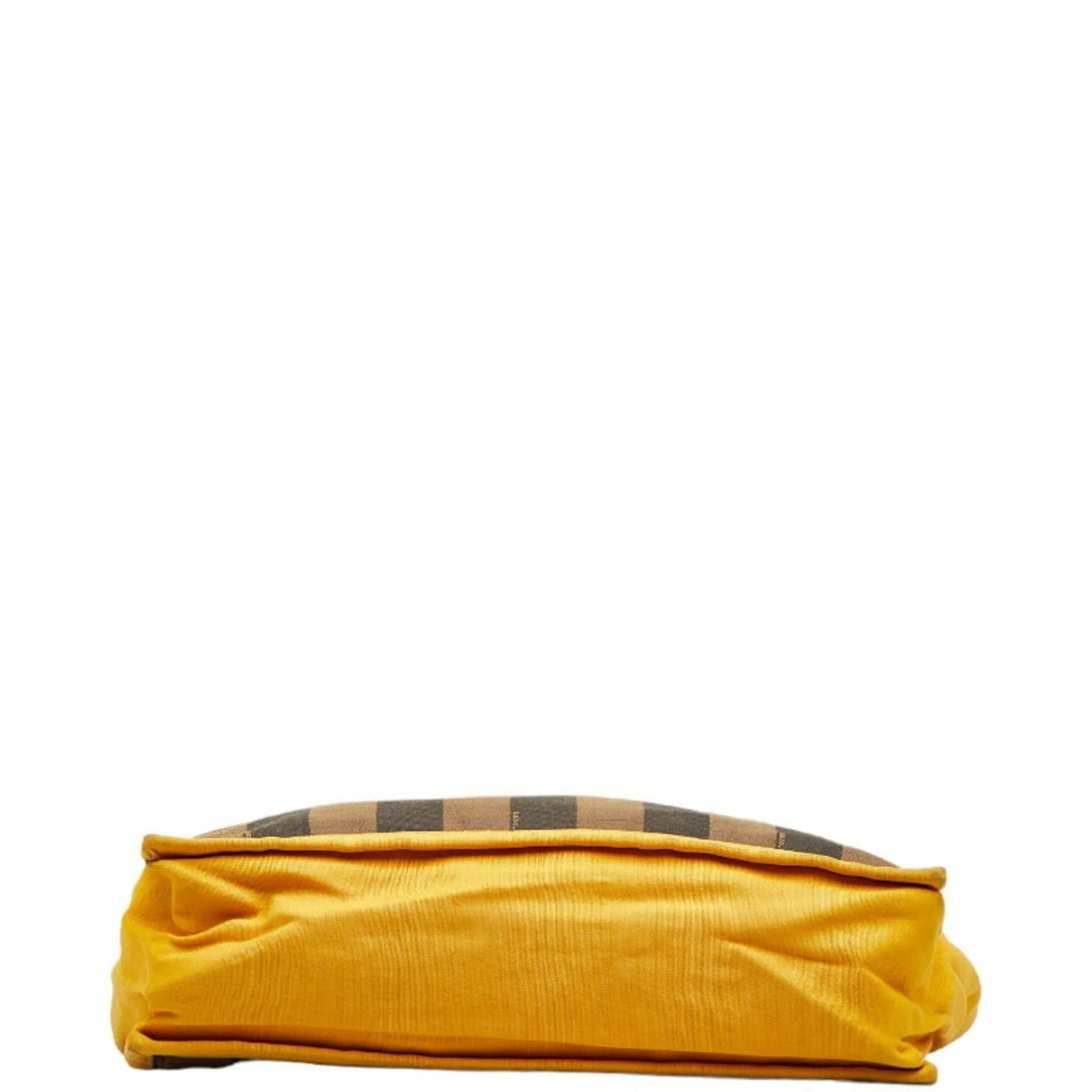FENDI Pecan Handbag Tote Bag 8BH252 Brown Black Yellow Canvas Leather Women's