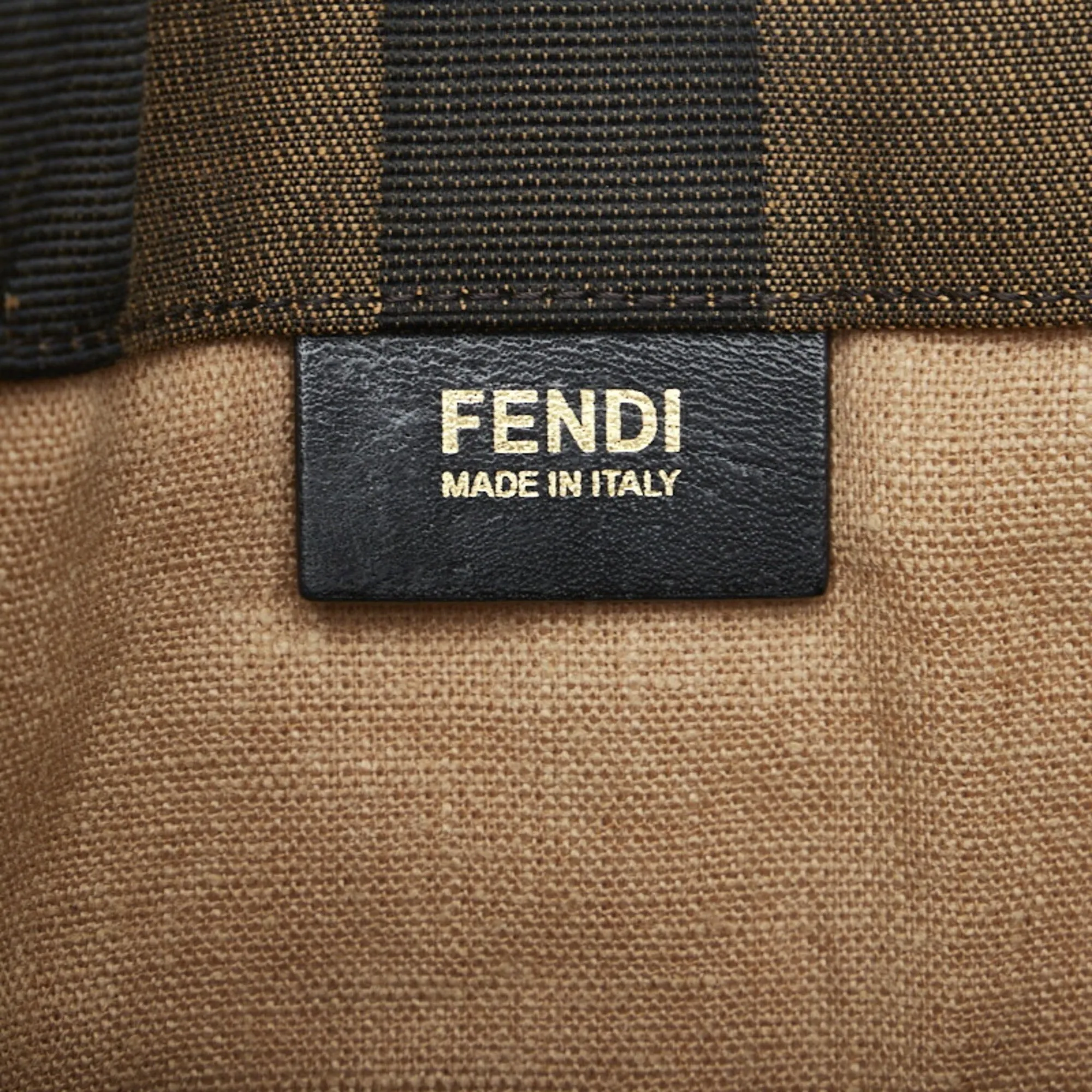 FENDI Pecan Handbag Tote Bag 8BH252 Brown Black Yellow Canvas Leather Women's