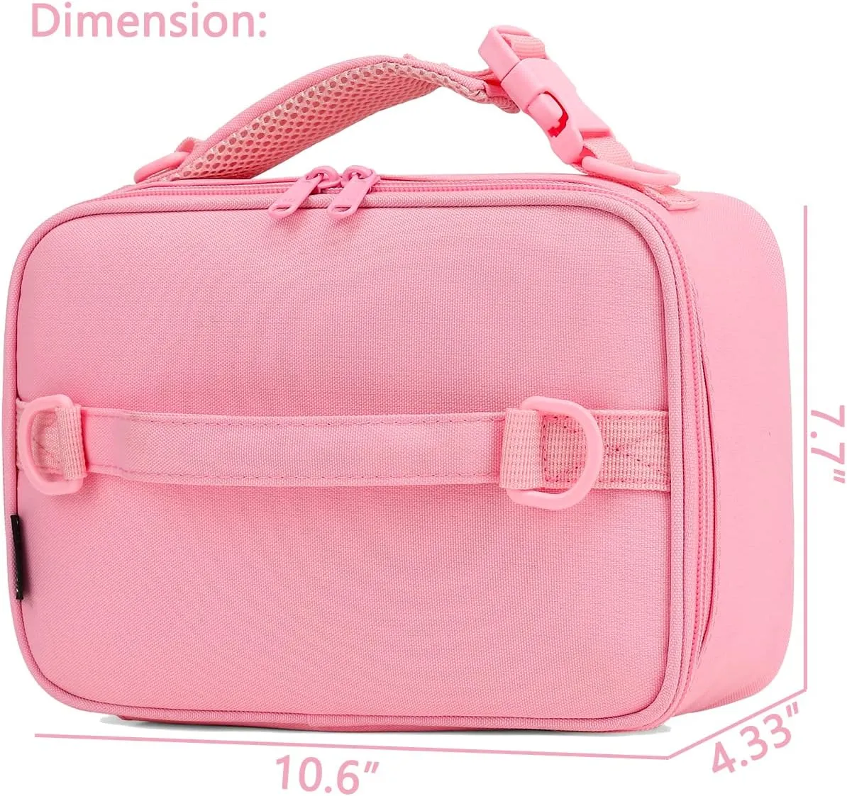 FlowFly Kids Lunch Bag, Durable Insulated School Lunch Box with Shoulder Strap and Bottle Holder, Water-resistant Thermal Small Lunch Cooler Tote for Teen Boys & Girls,Pink
