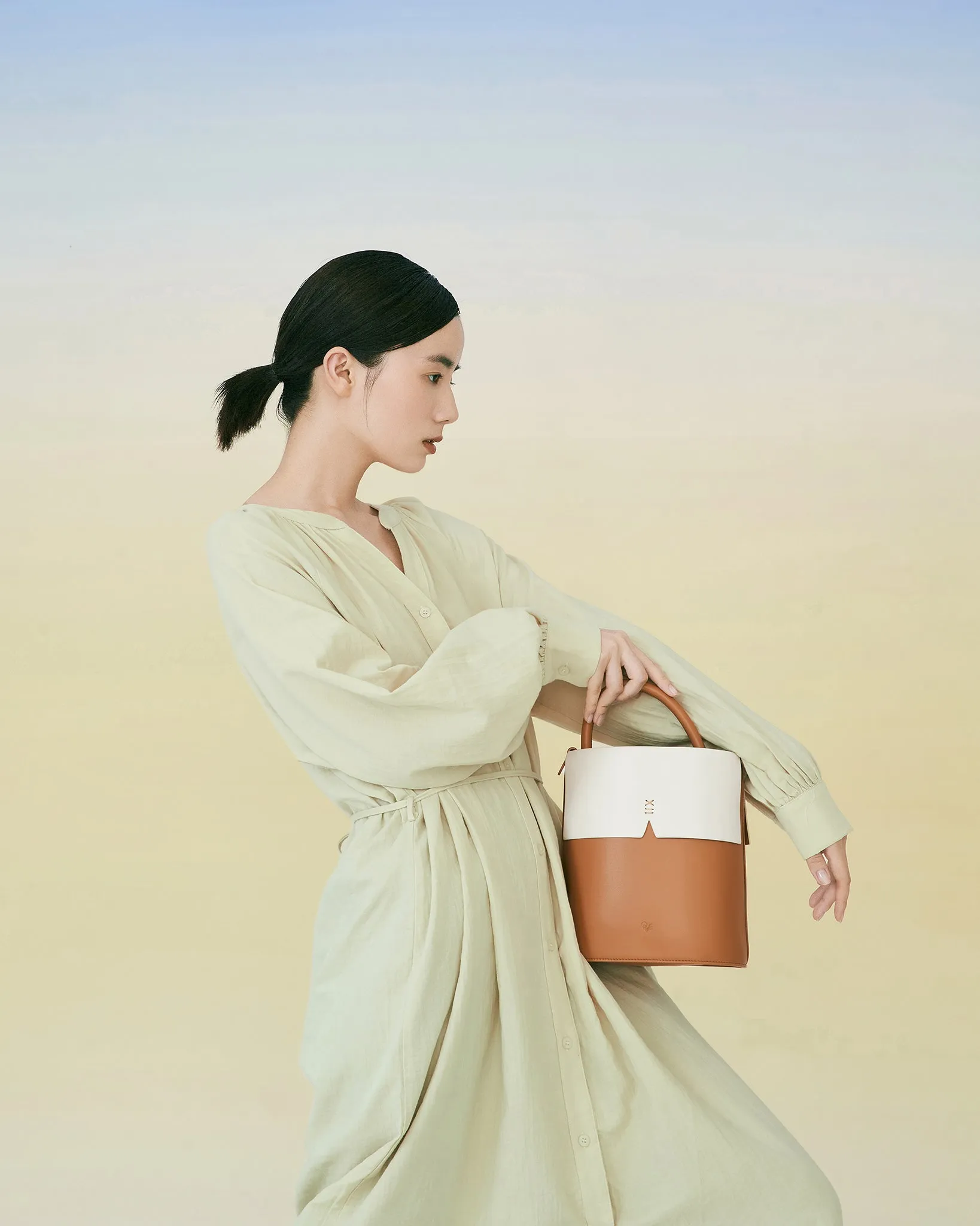 Gaia Bucket Bag - CARAMEL & OAT