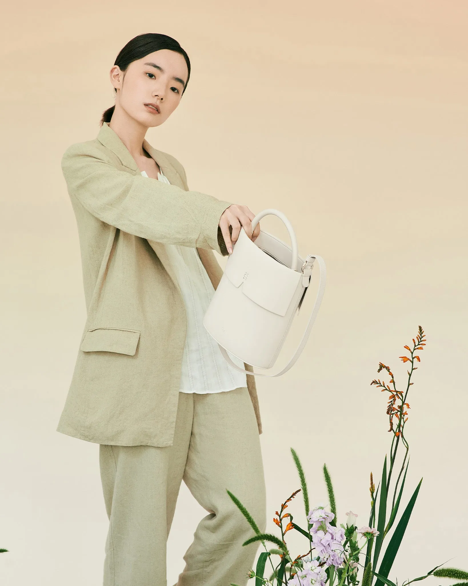 Gaia Bucket Bag - CARAMEL & OAT
