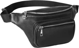 Geestock Everywhere Belt Bag Fashionable Fanny Pack Womens PU Waist Pack - Retro Small Crossbody Bag with Adjustable Belt for Daily Traveling 11-Black-NEW