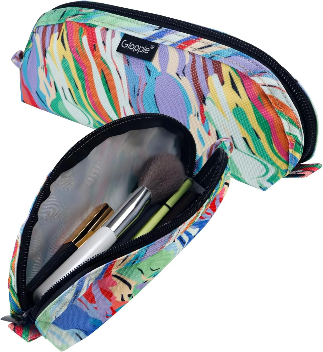 Gloppie Travel Makeup Brush Holder - Compact Cosmetic Bag, Spacious Portable Cosmetic Bag for Organizing Your Brushes On-the-go, Watercolor