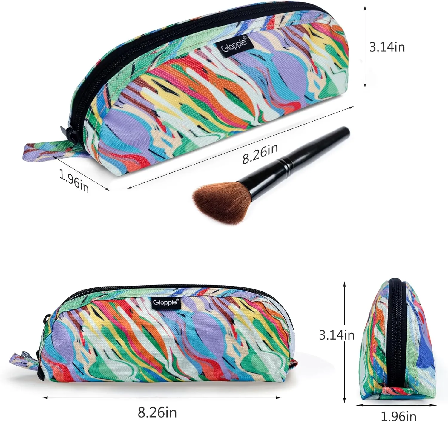 Gloppie Travel Makeup Brush Holder - Compact Cosmetic Bag, Spacious Portable Cosmetic Bag for Organizing Your Brushes On-the-go, Watercolor