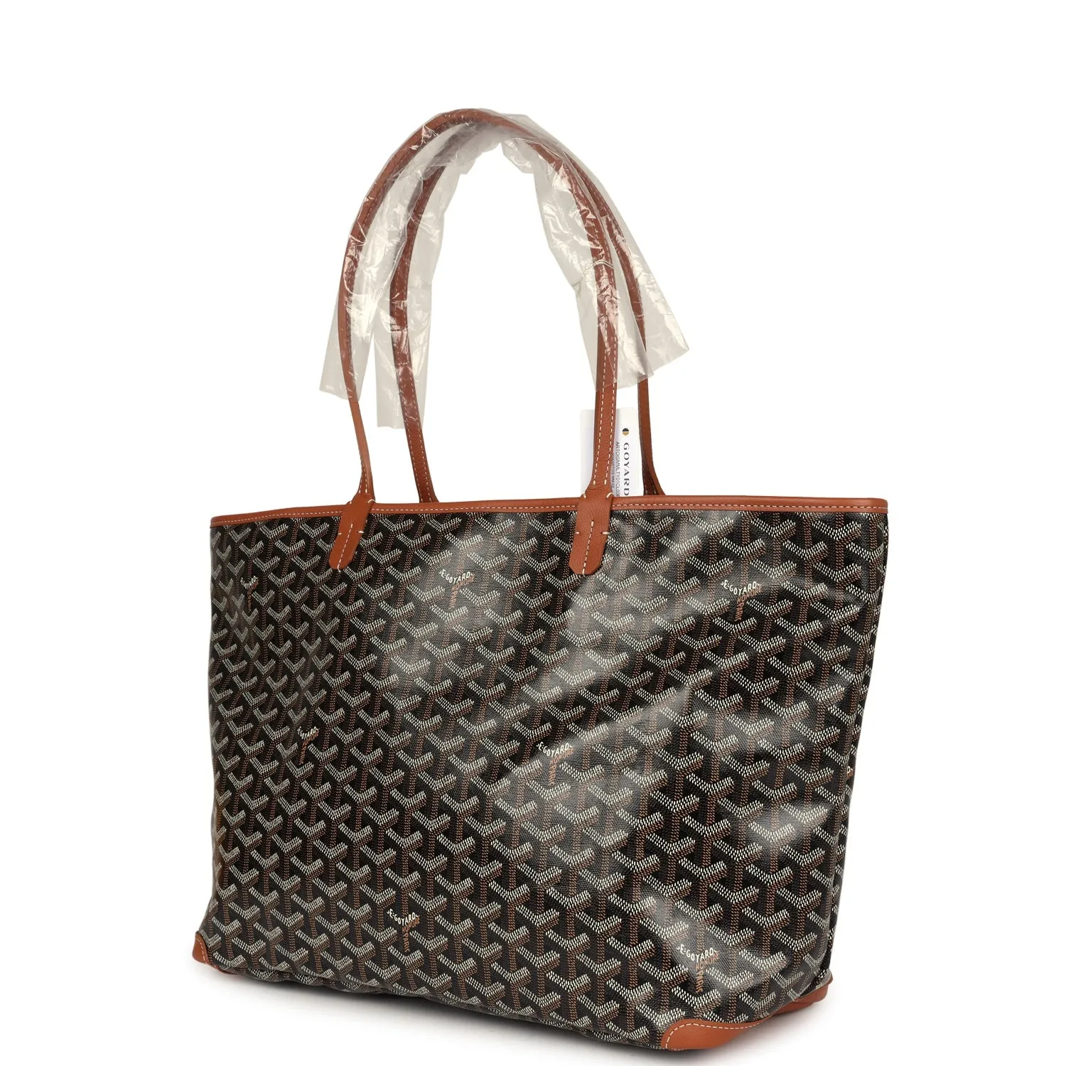 Goyard Goyardine Black and Brown Artois MM Palladium Hardware