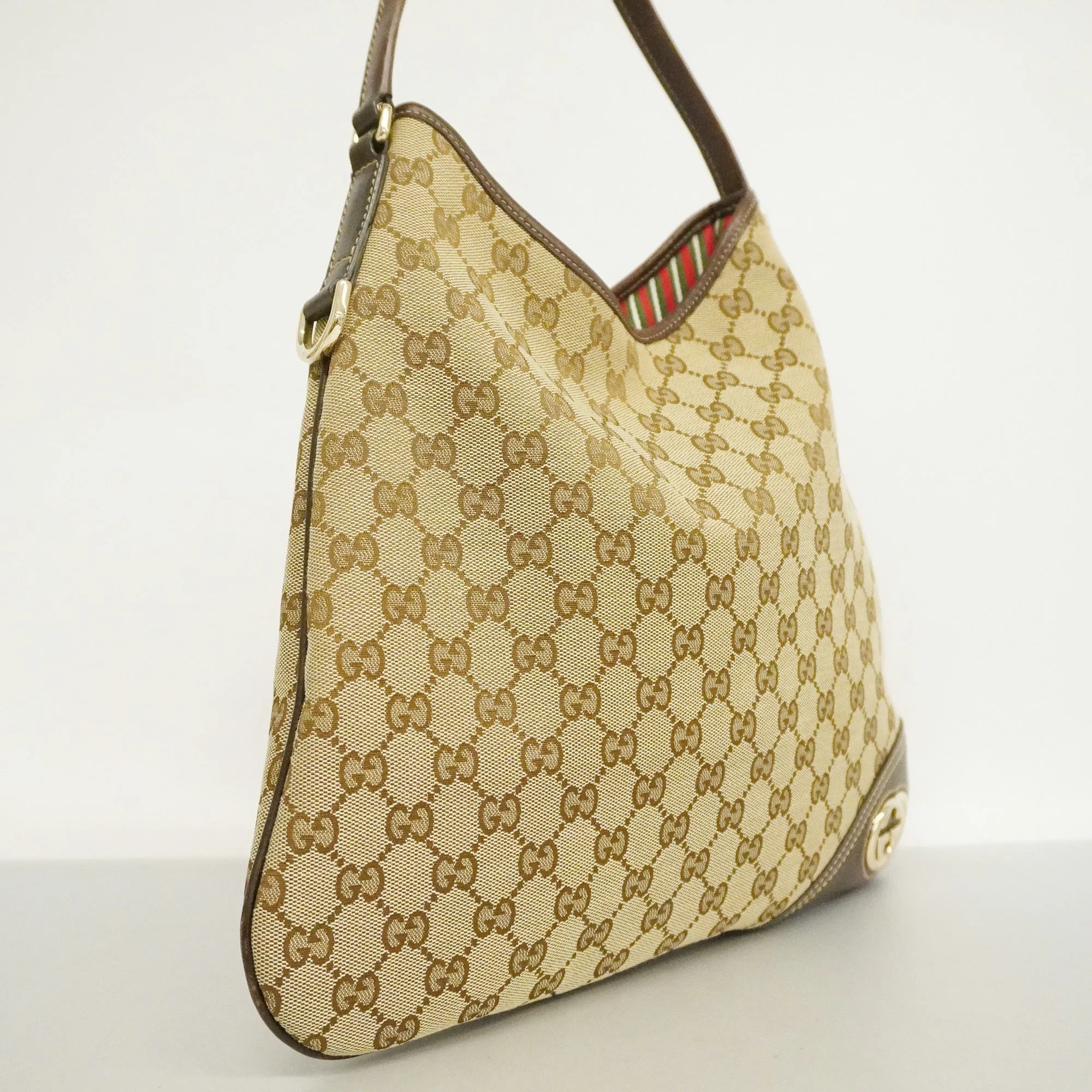GUCCI  GG Canvas 169947 Women's GG Canvas,Leather Tote Bag Beige