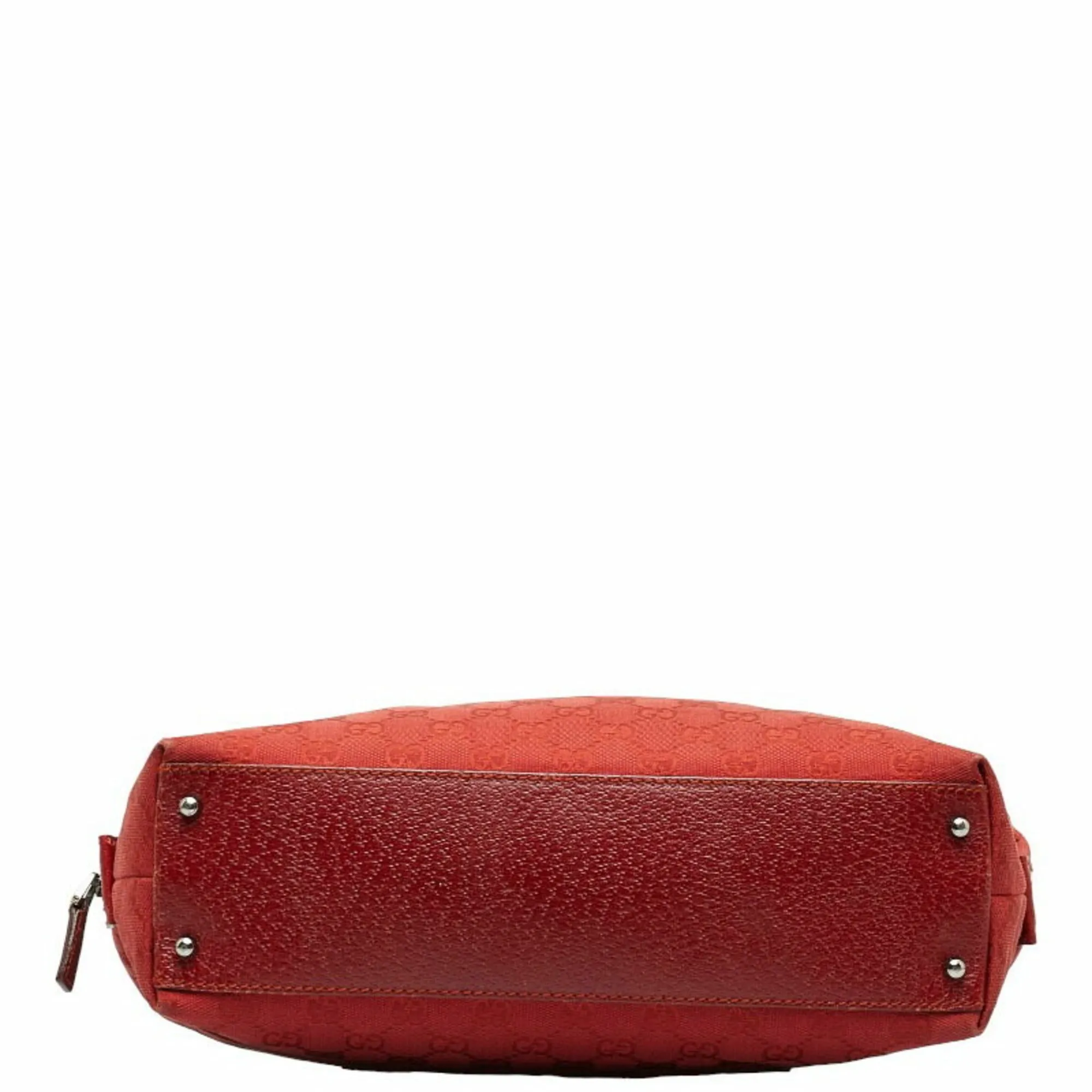 GUCCI GG Canvas Handbag Boston Bag 113009 Red Leather Women's
