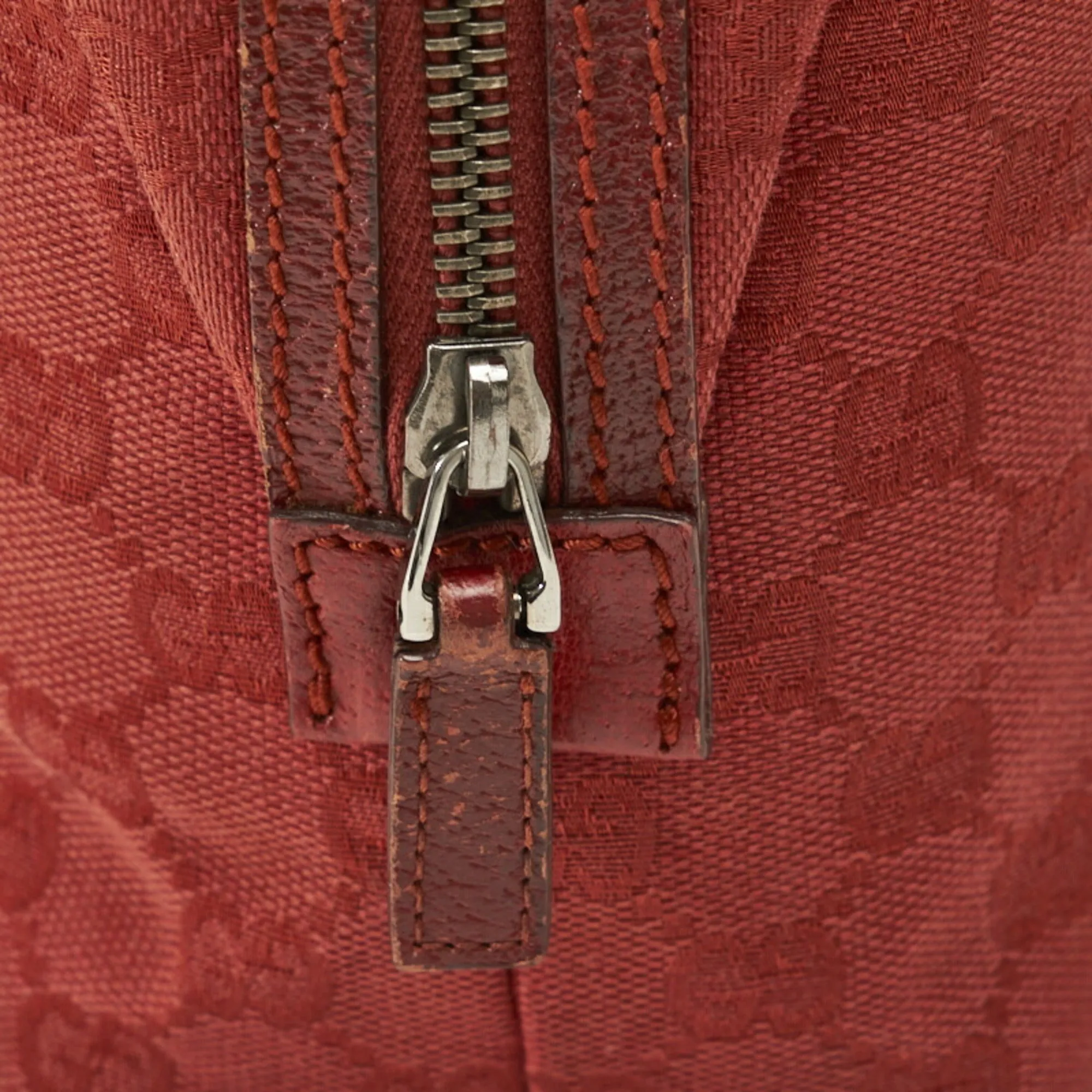 GUCCI GG Canvas Handbag Boston Bag 113009 Red Leather Women's