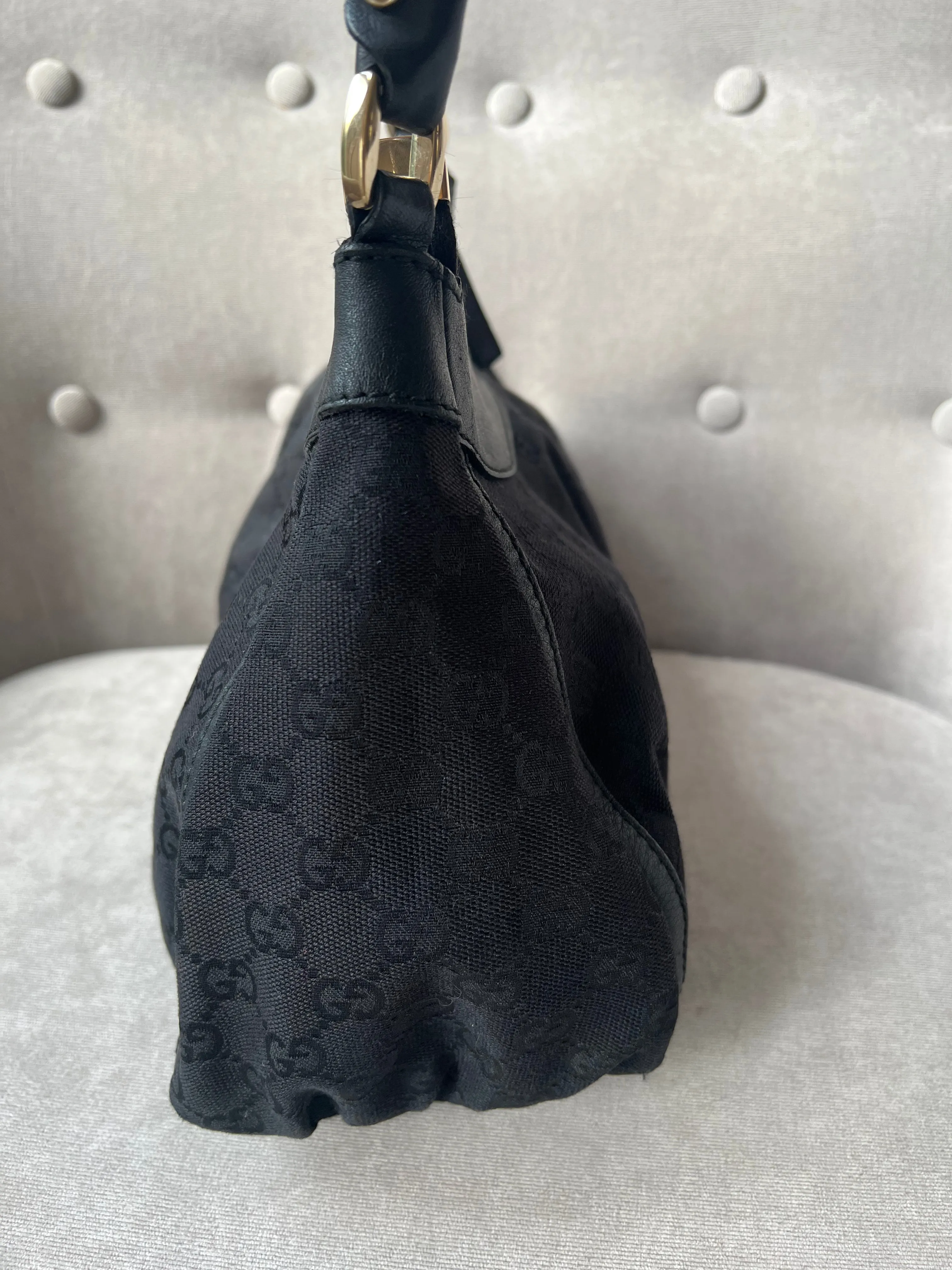 Gucci GG Canvas Small Black Abbey D Ring Hobo