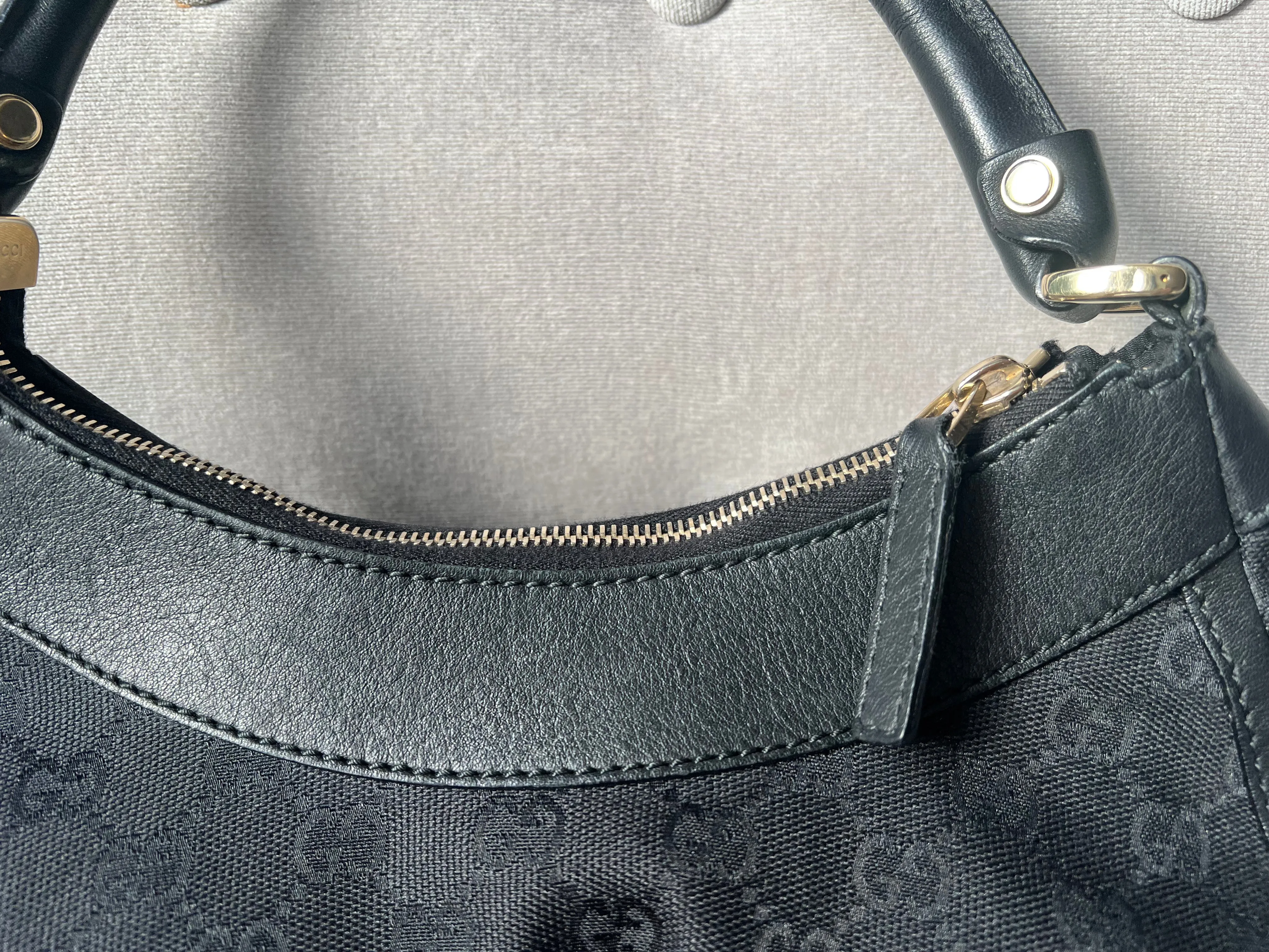 Gucci GG Canvas Small Black Abbey D Ring Hobo